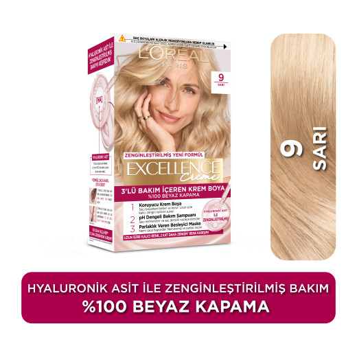 l’oréal paris excellence creme 9 sarı saç boyası 