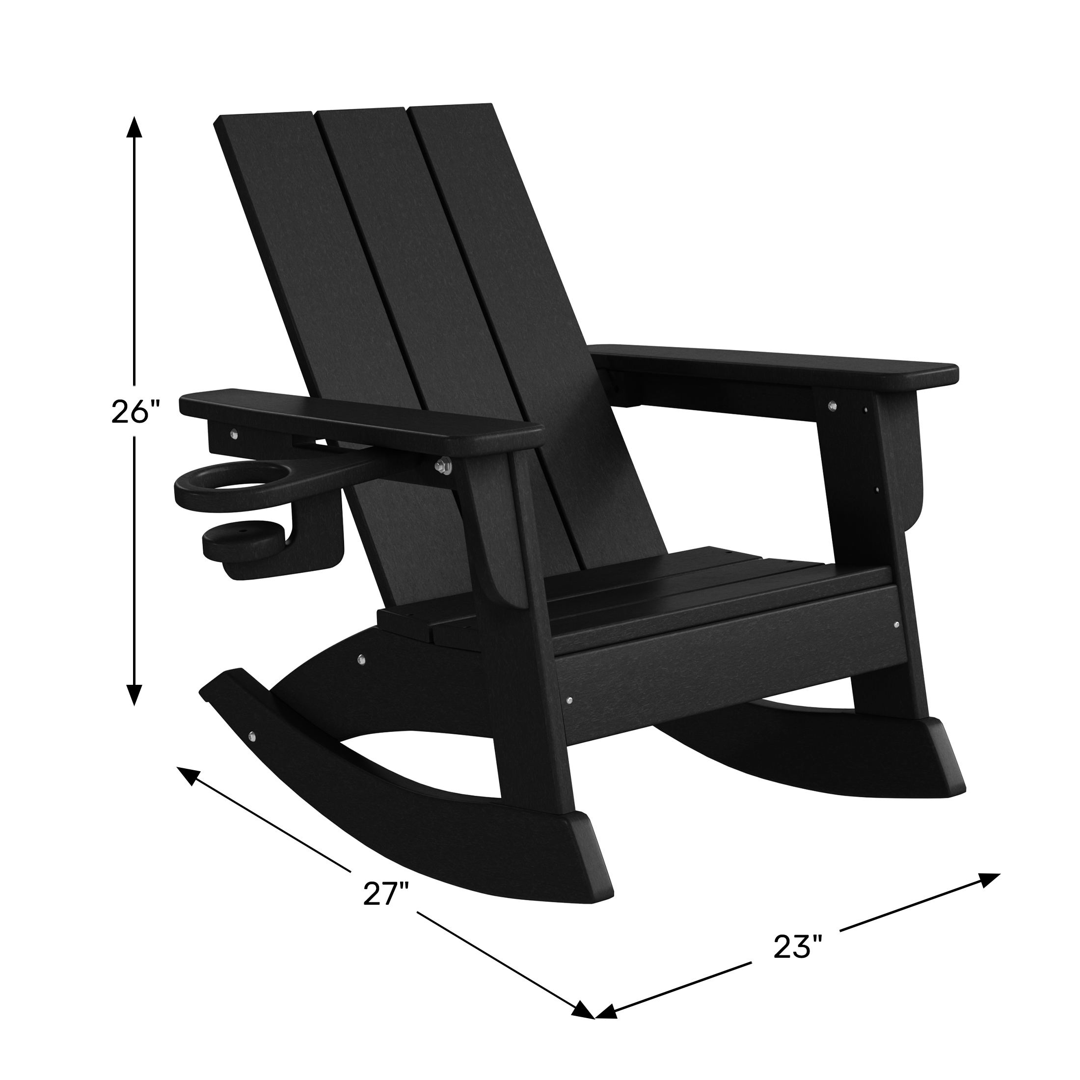 Outdoor HDPE Plastic Preschool Toddler Modern Adirondack Rocking Chairs (Set of 2) WWT Spec Image