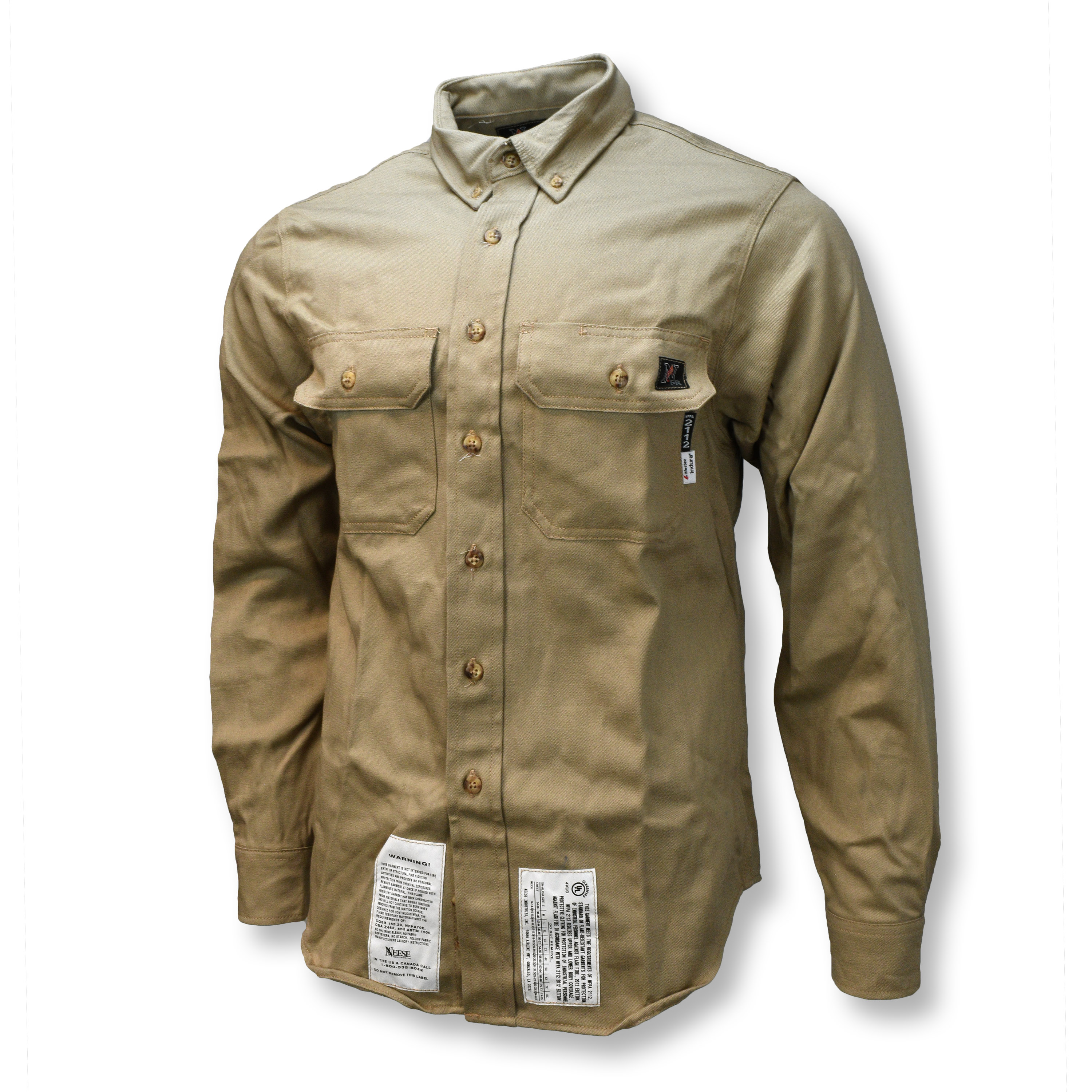 VI7SH 7 oz Indura FR Shirt (CAT 2) - Khaki - Size 2X