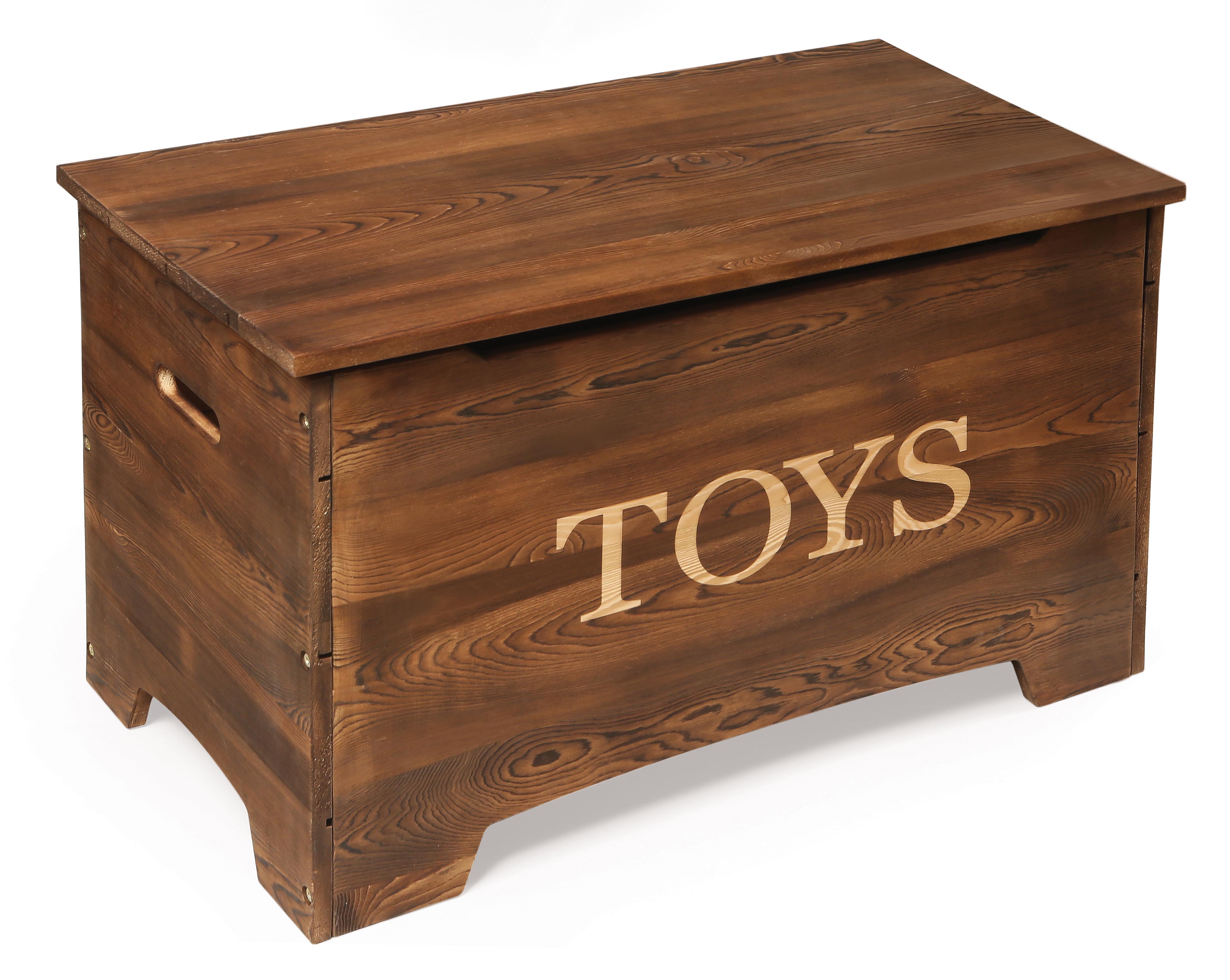 Solid Wood Rustic Toy Box - Caramel Brown
