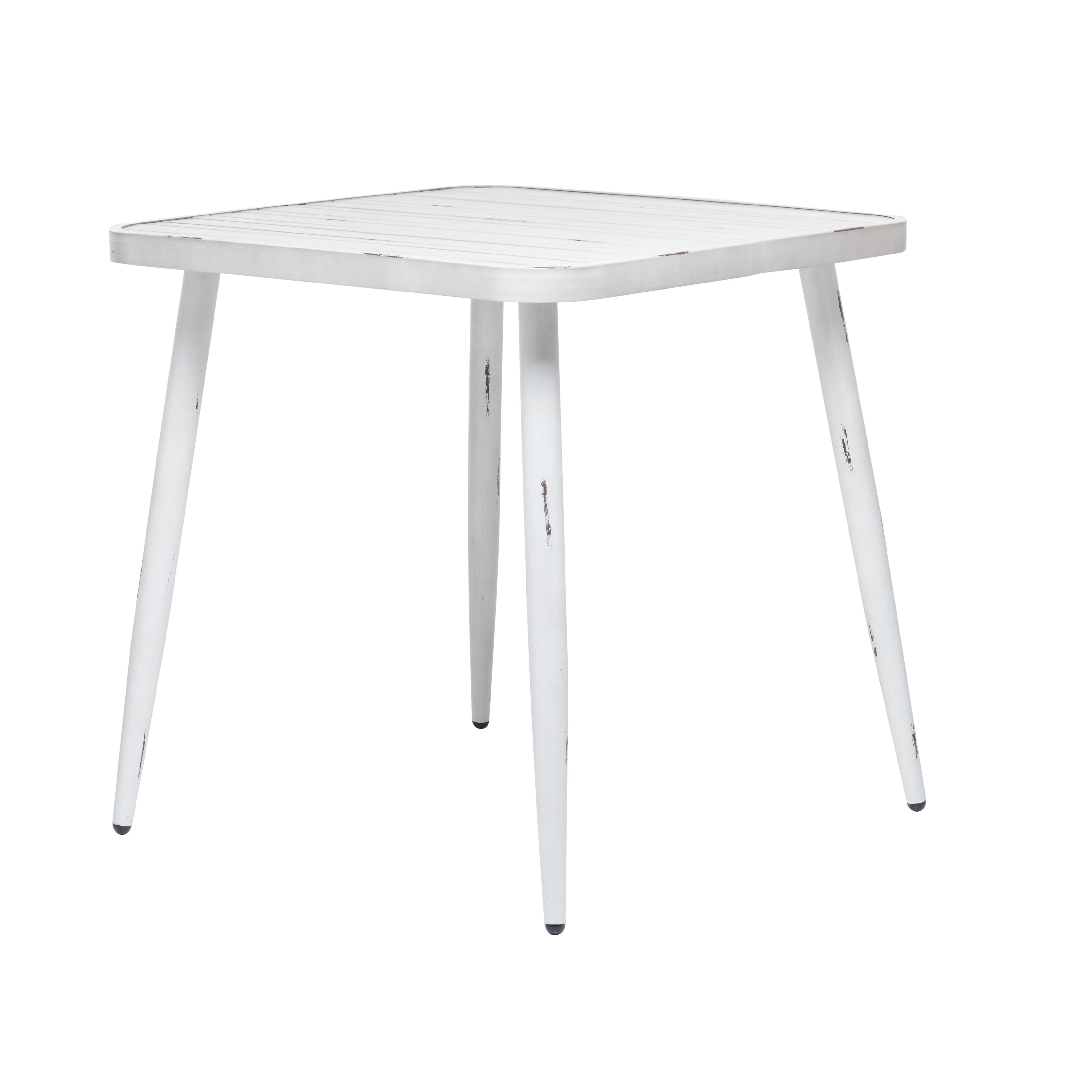 White Aluminum Metal  Outdoor Dining Table, 30" x 30" x 30"