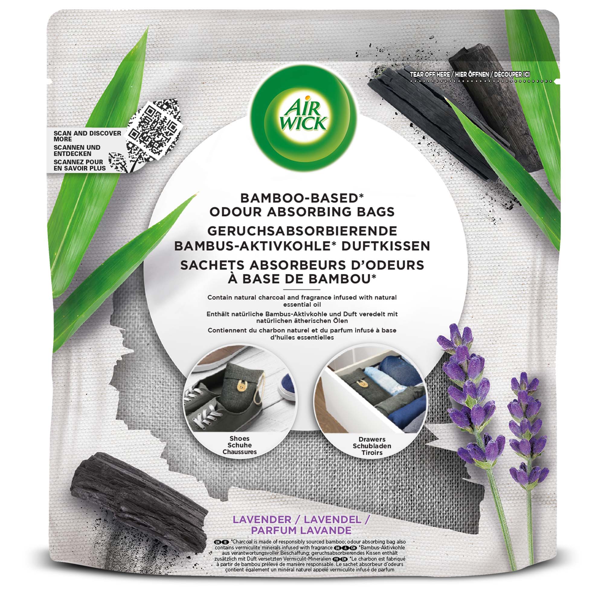 Air Wick geruchsabsorbierende Bambus-Aktivkohle Duftkissen Lavendel