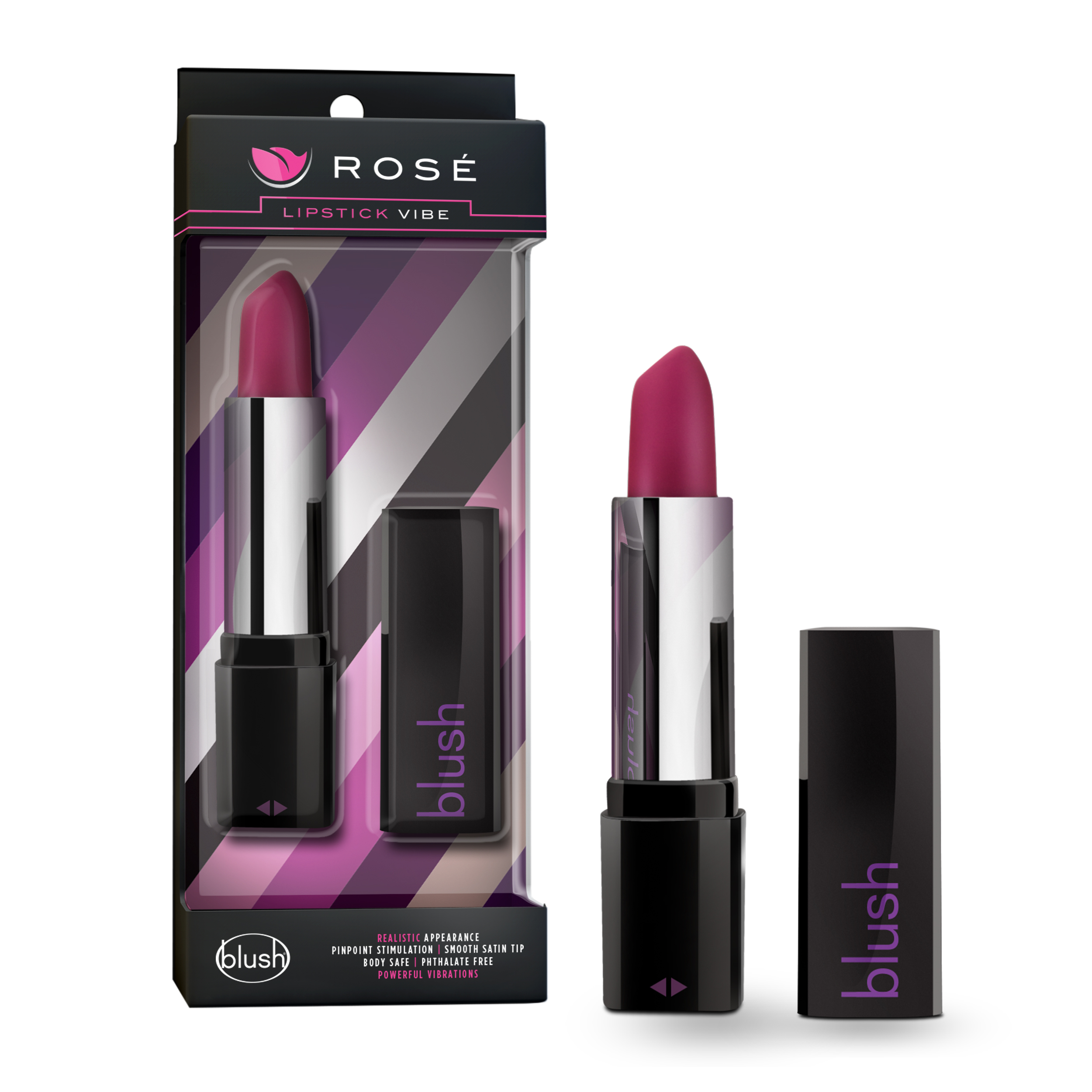 Blush Rose Lipstick Vibe Black 4-Inch Vibrating Mini Vibrator