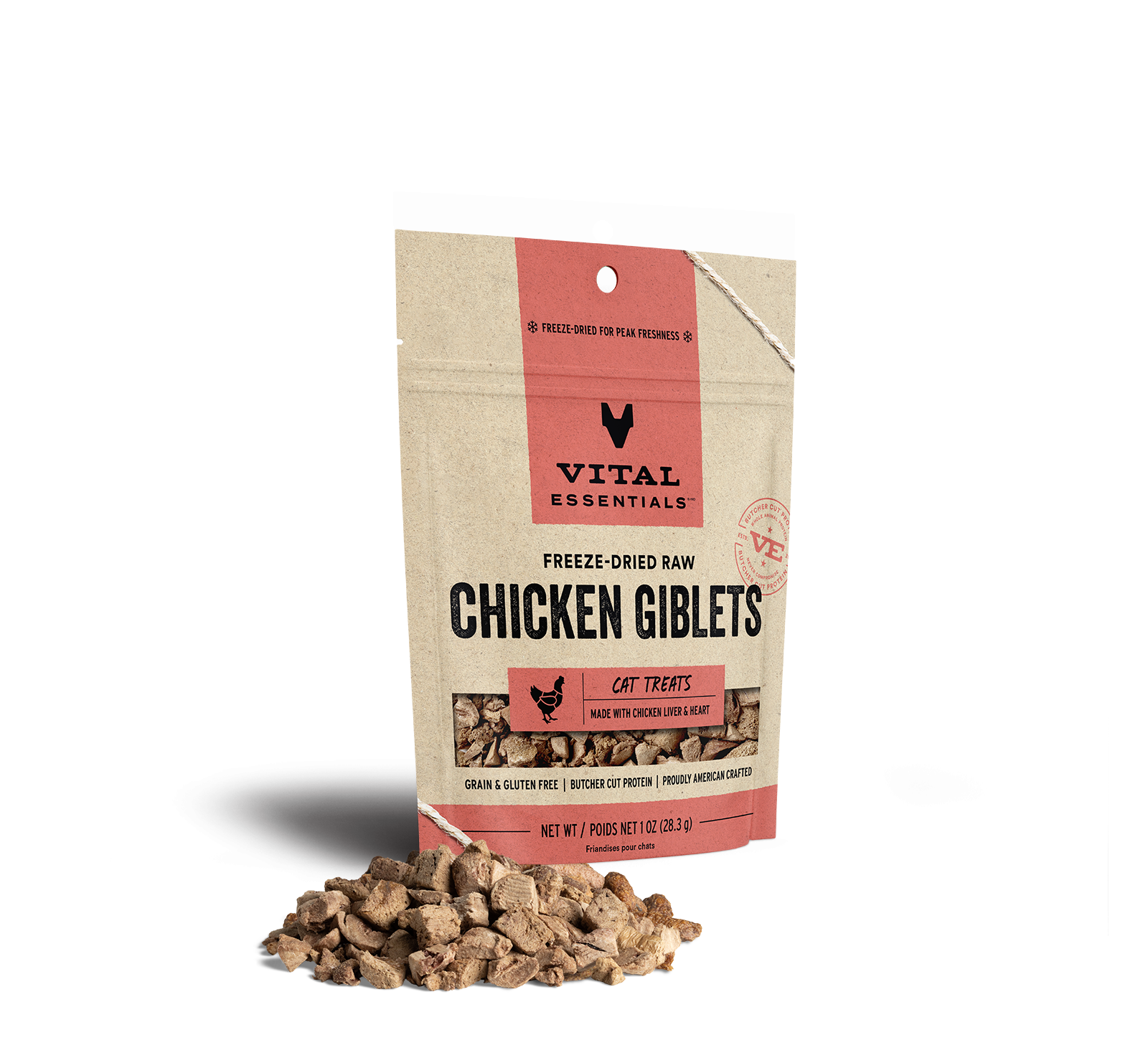 Vital Essentials Freeze-Dried Chicken Giblets Cat Treats, 1 oz - Health/First Aid