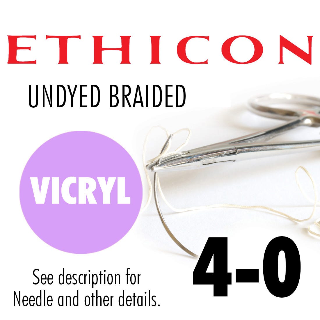 VICRYL® Undyed Braided & Coated Sutures, 4-0, PC-5, Precision Cosmetic-Conventional Cutting PRIME, 18" - 12/Box