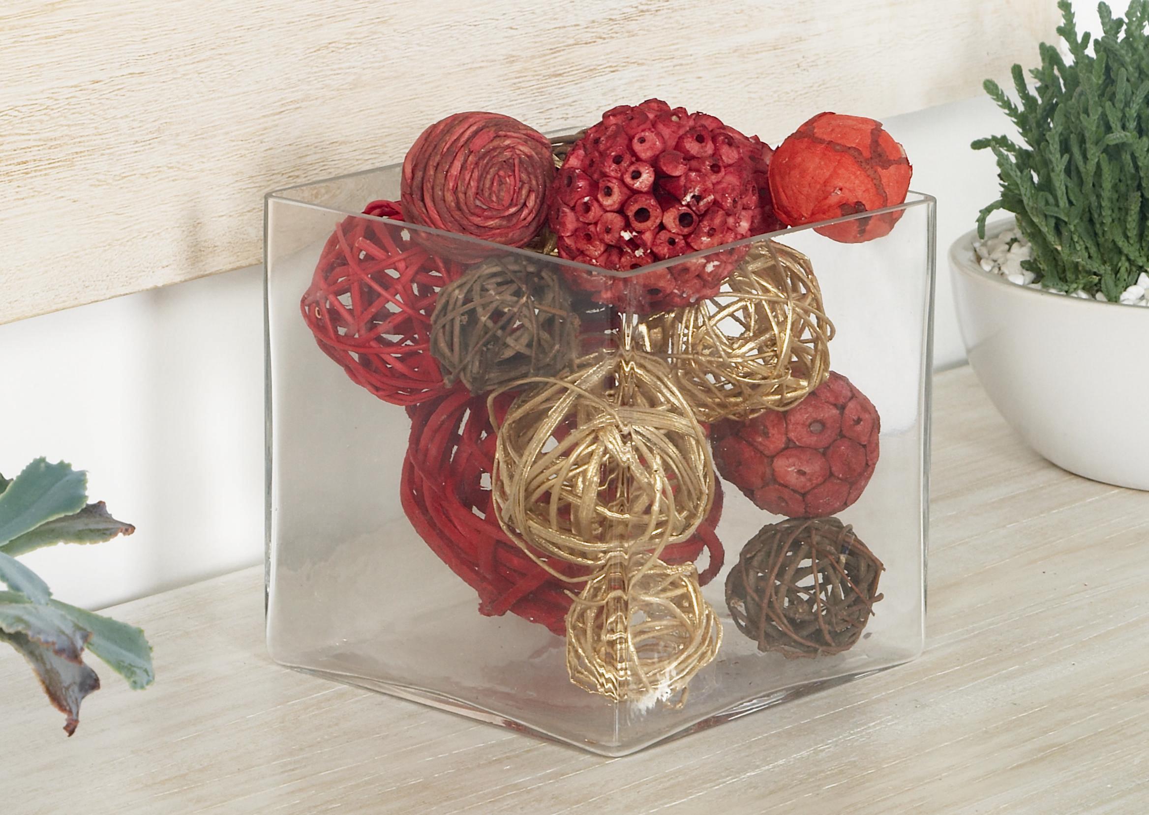 Multi Colored Dried Plant  Handmade Orbs & Vase Filler with Varying Designs, 2 Assorted 6"W, 12"H