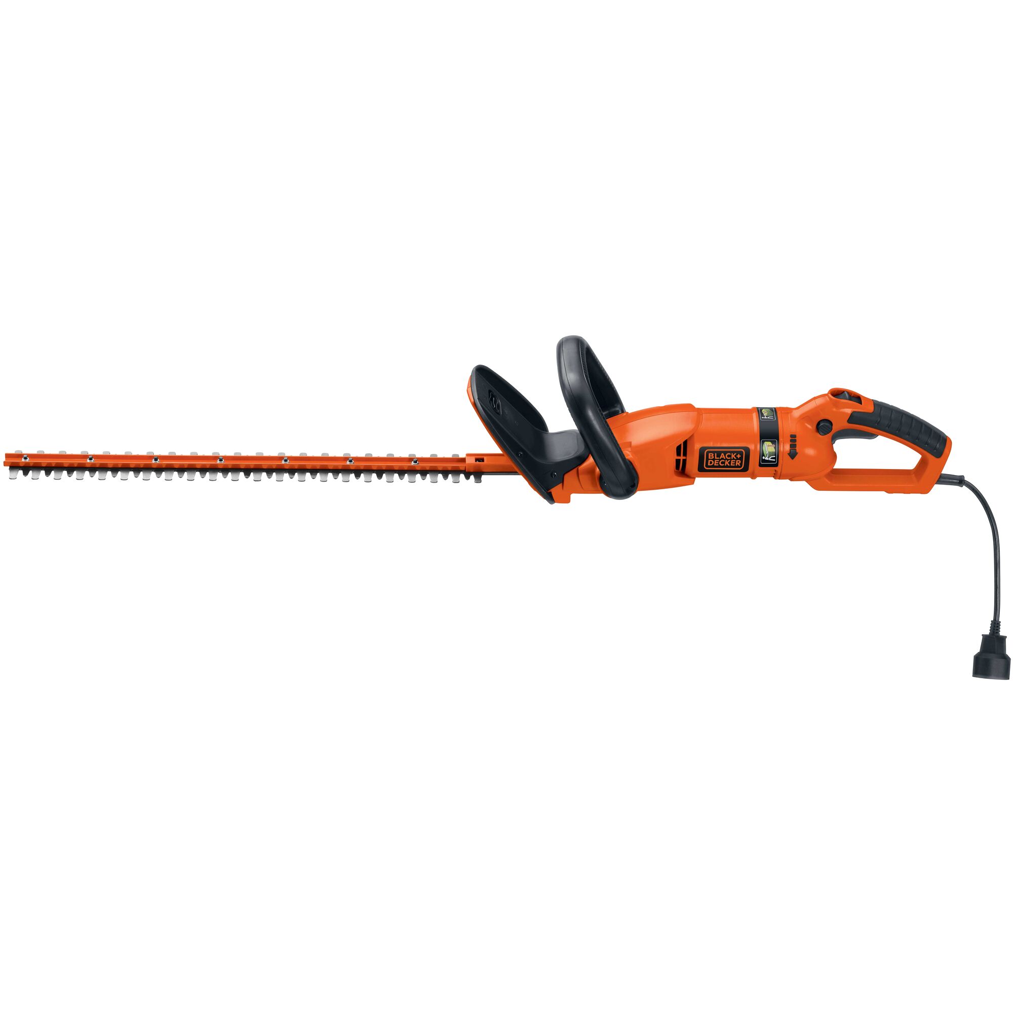 Profile of 24 inch hedge trimmer with rotating handle.