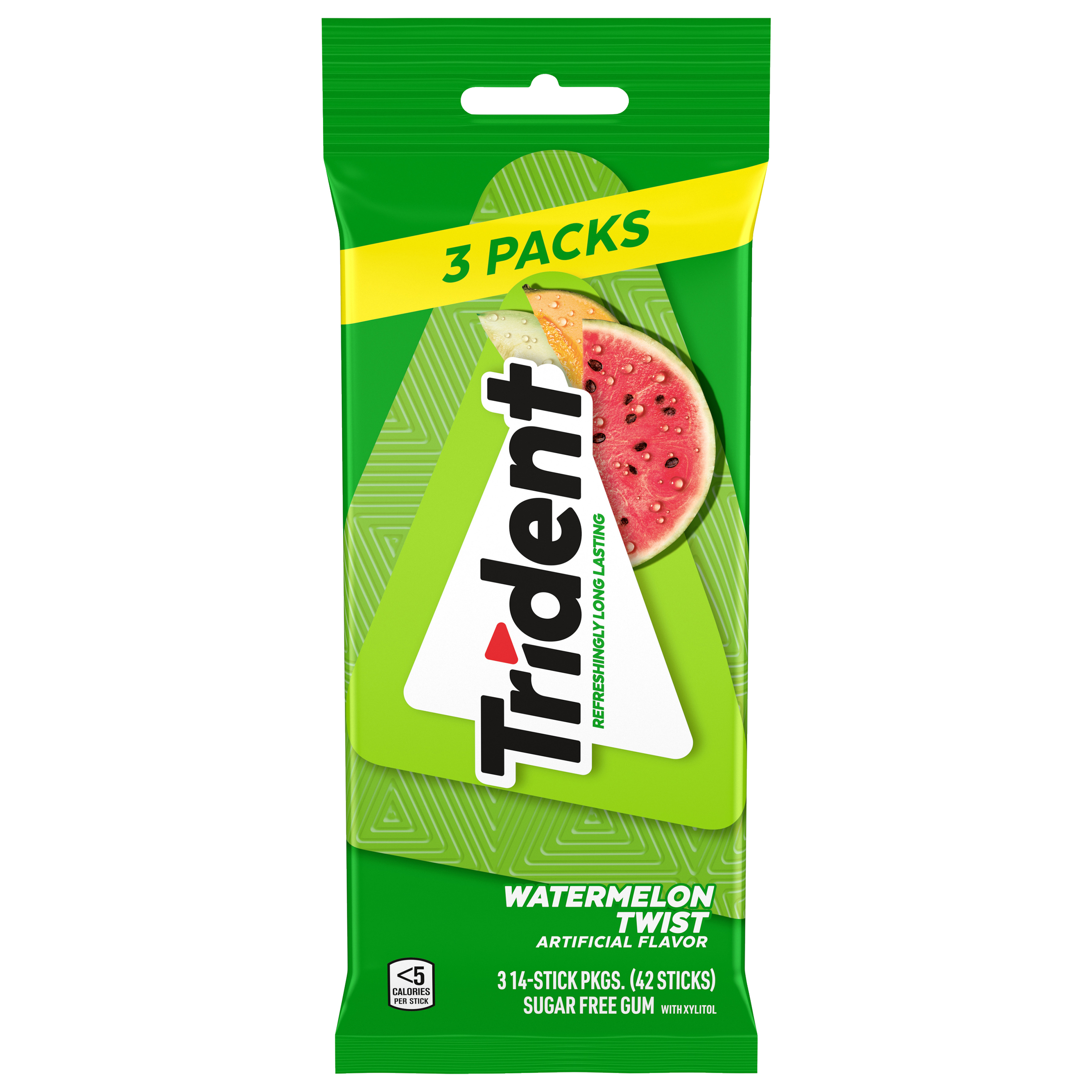 Trident Watermelon Twist Sugar Free Gum, 3 Packs of 14 Pieces (42 Total Pieces)-thumbnail-0
