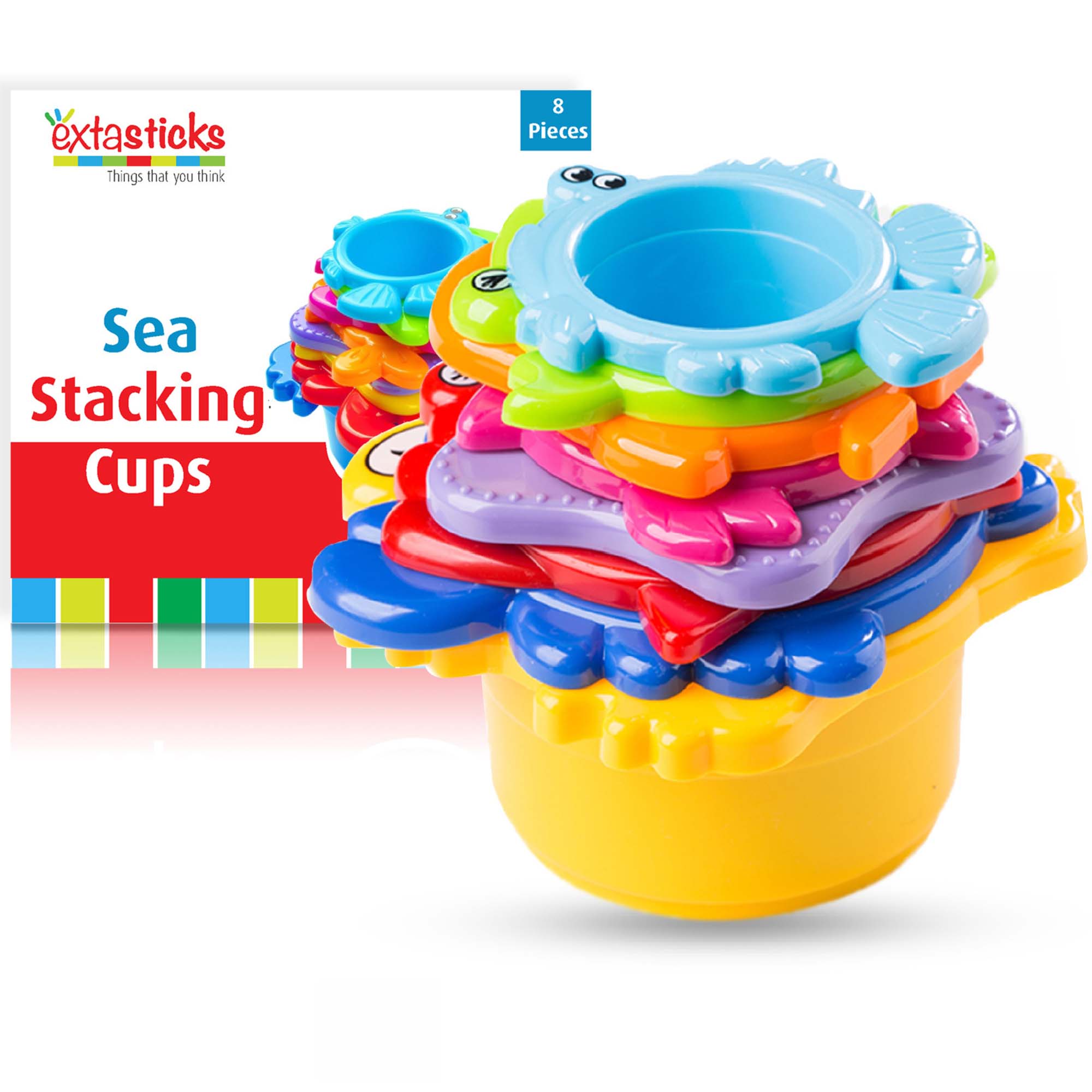 Buy Extasticks Beautiful Colored Stacking Cups With Sea Animals | Toys"R"Us