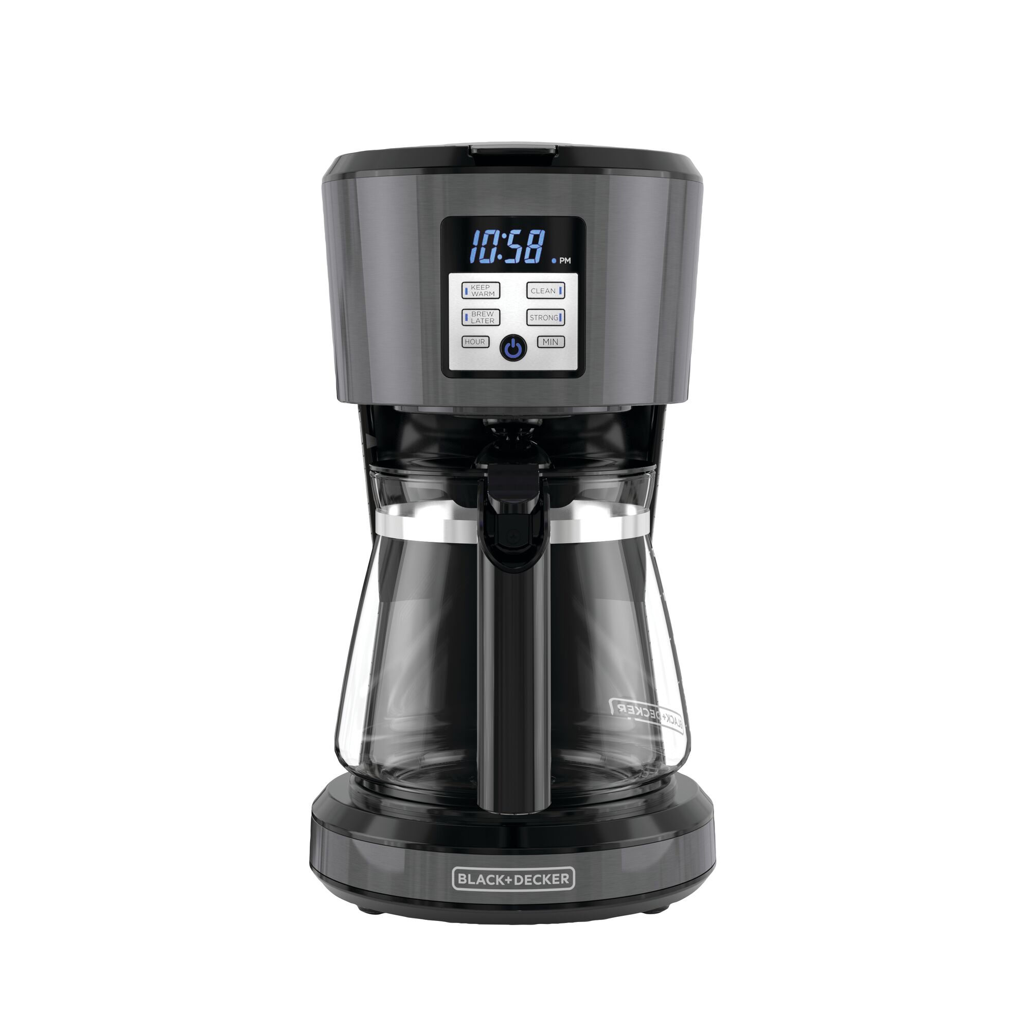 Forward view of the BLACK+DECKER 12 cup coffeemaker