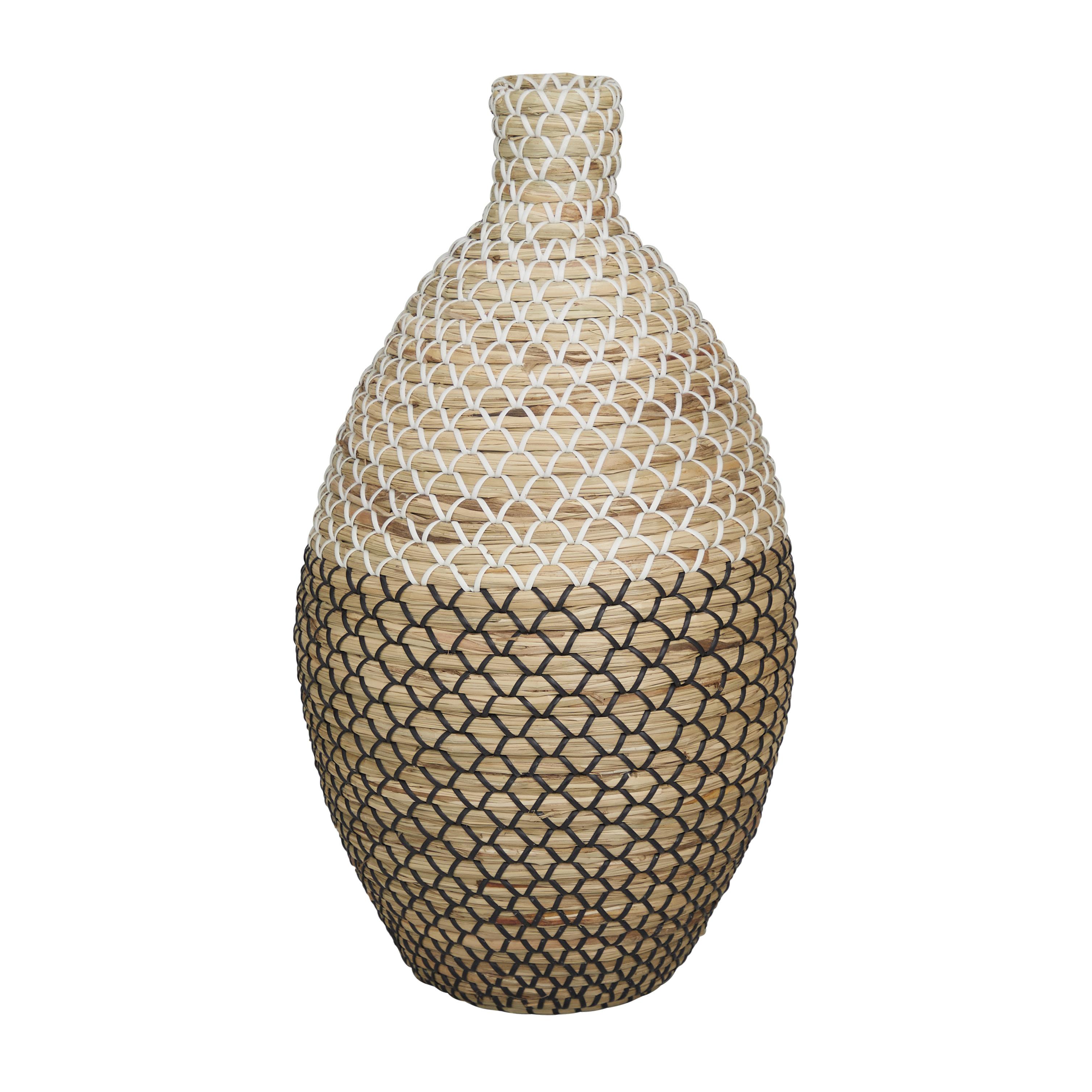 Brown Seagrass  Handmade Tall Woven Floor Decorative Vase, 11" x 11" x 20"