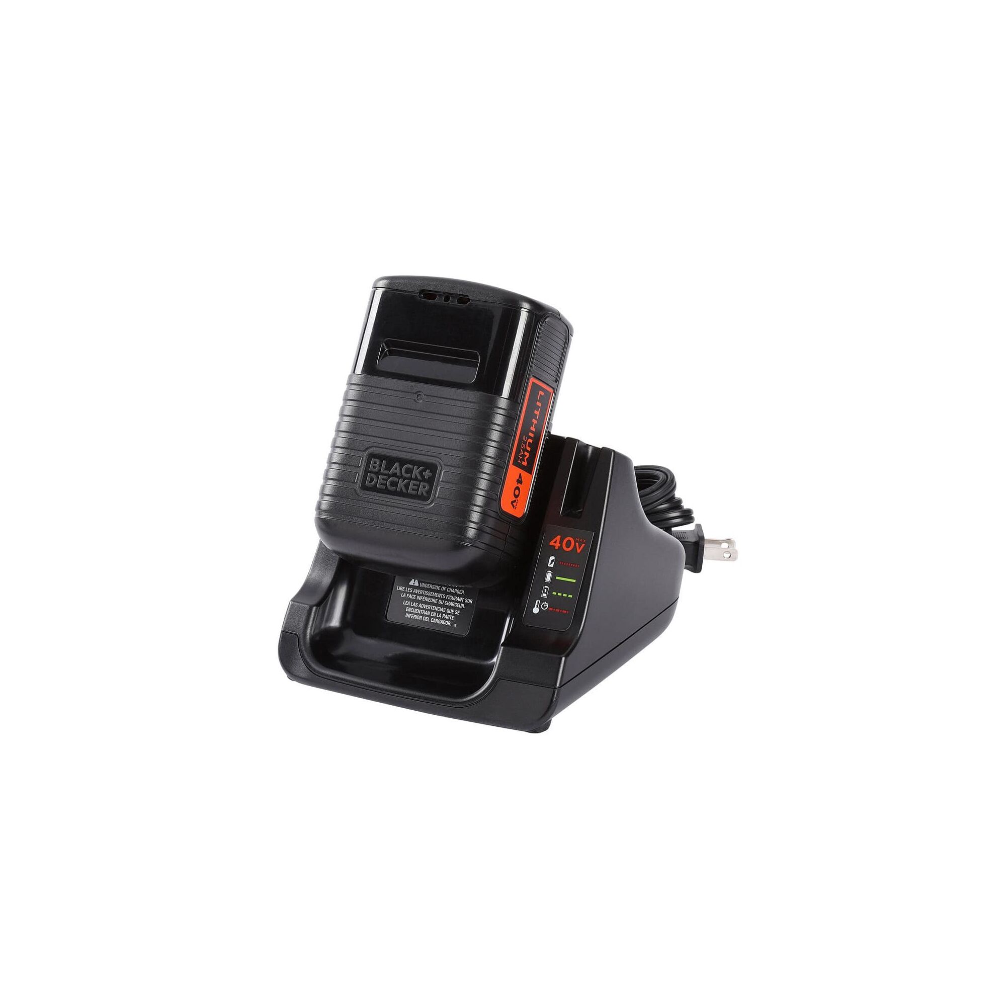Battery and charging base compatible with BLACK+DECKER lawn mower