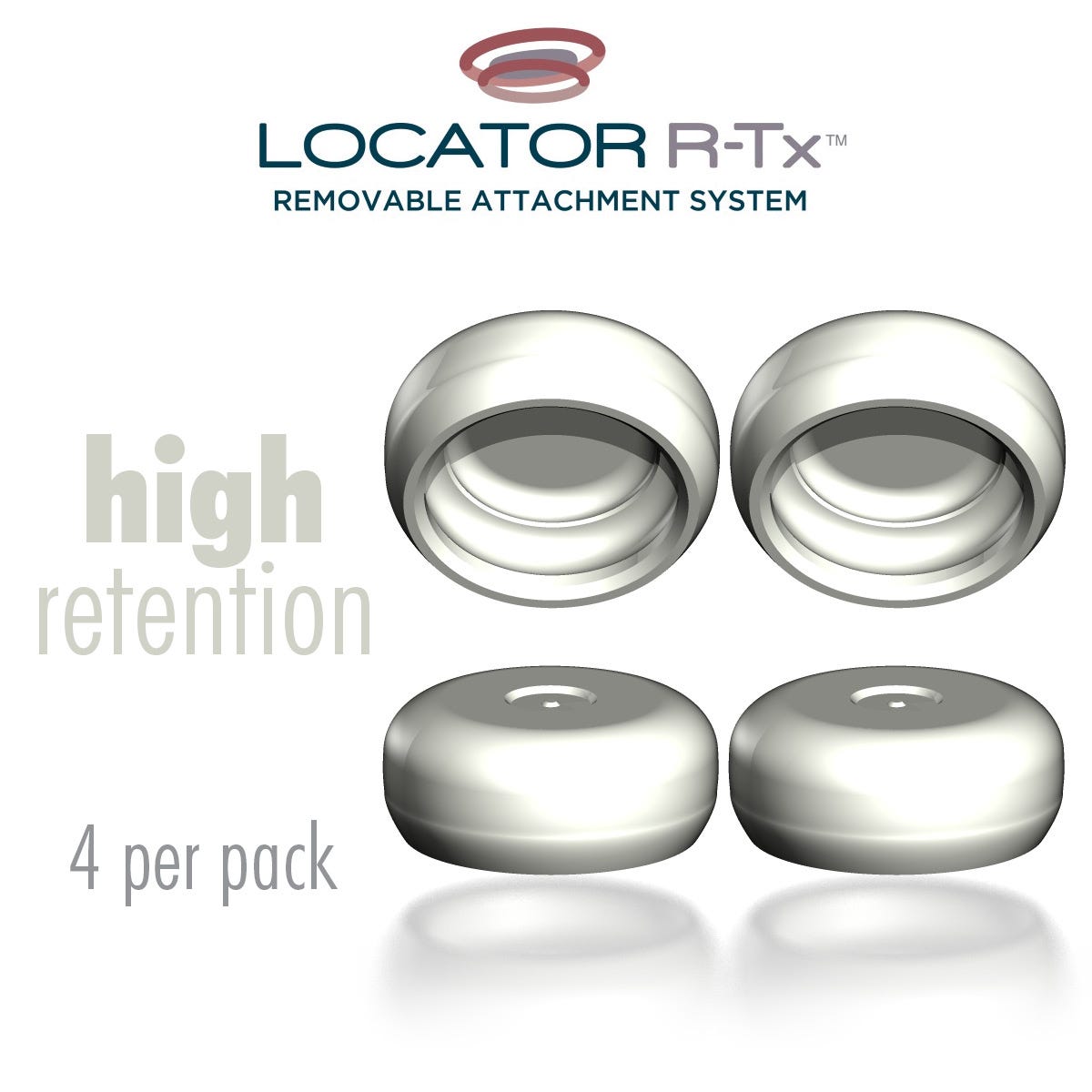 LOCATOR R-Tx, High Retention Insert, White,  4/pkg