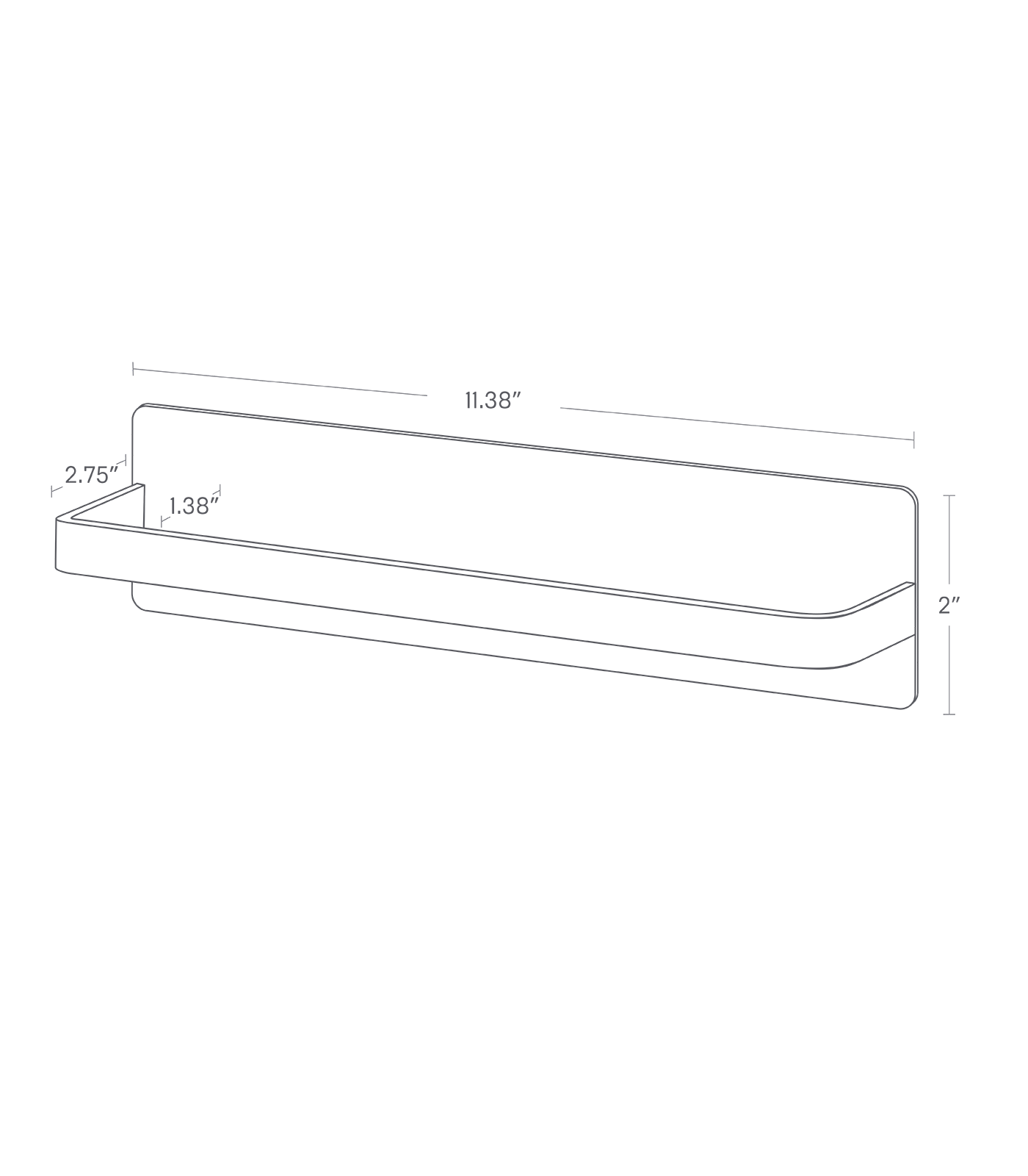 Dimension image for Magnetic Kitchen Towel Hanger showing length of 11.38