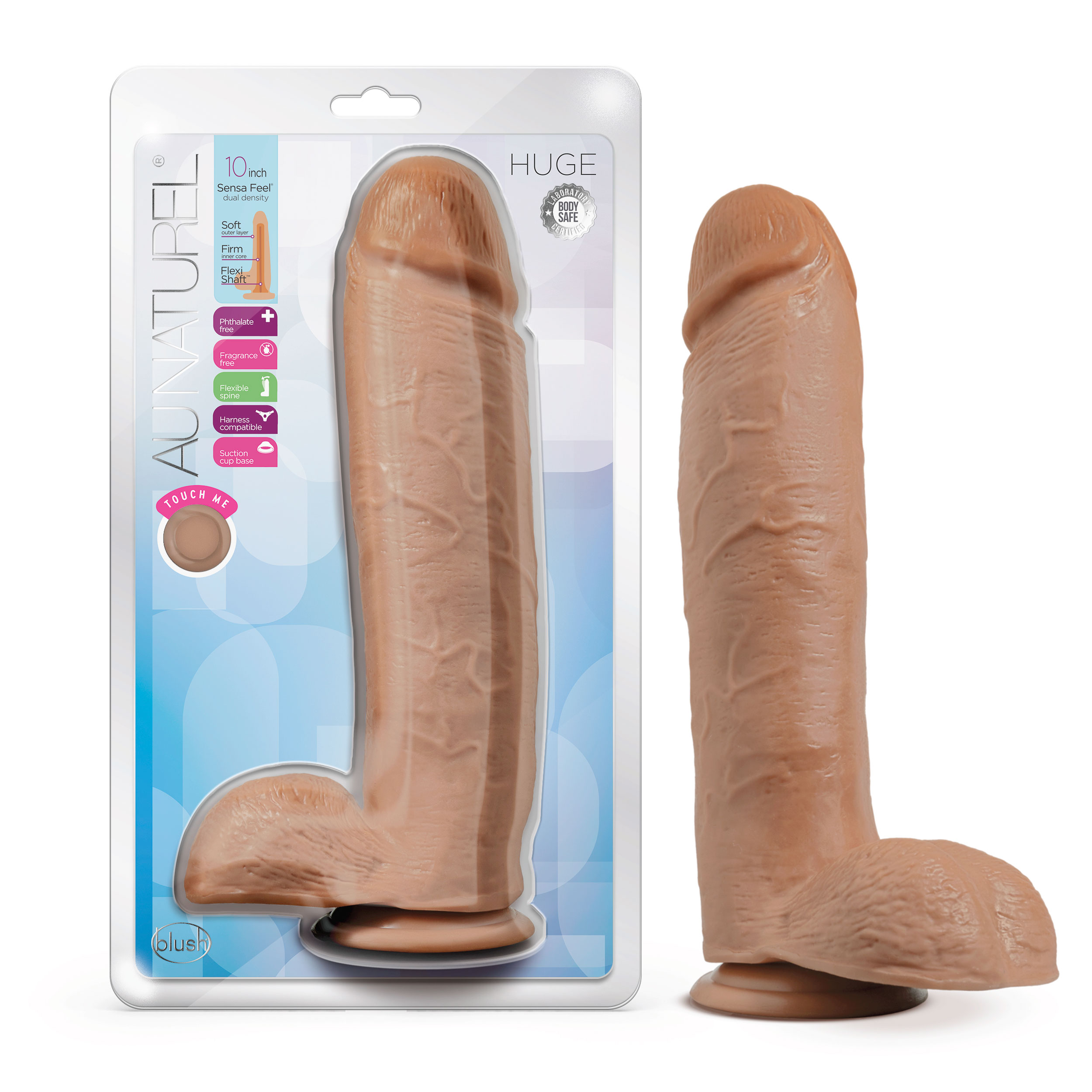 Blush Au Naturel Huge Realistic Mocha 10.5-Inch Long Dildo With Balls & Suction Cup Base