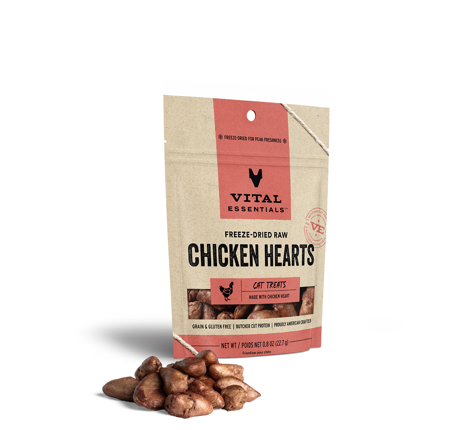 Vital Essentials Freeze-Dried Chicken Hearts Cat Treats, 0.8 oz - Treats