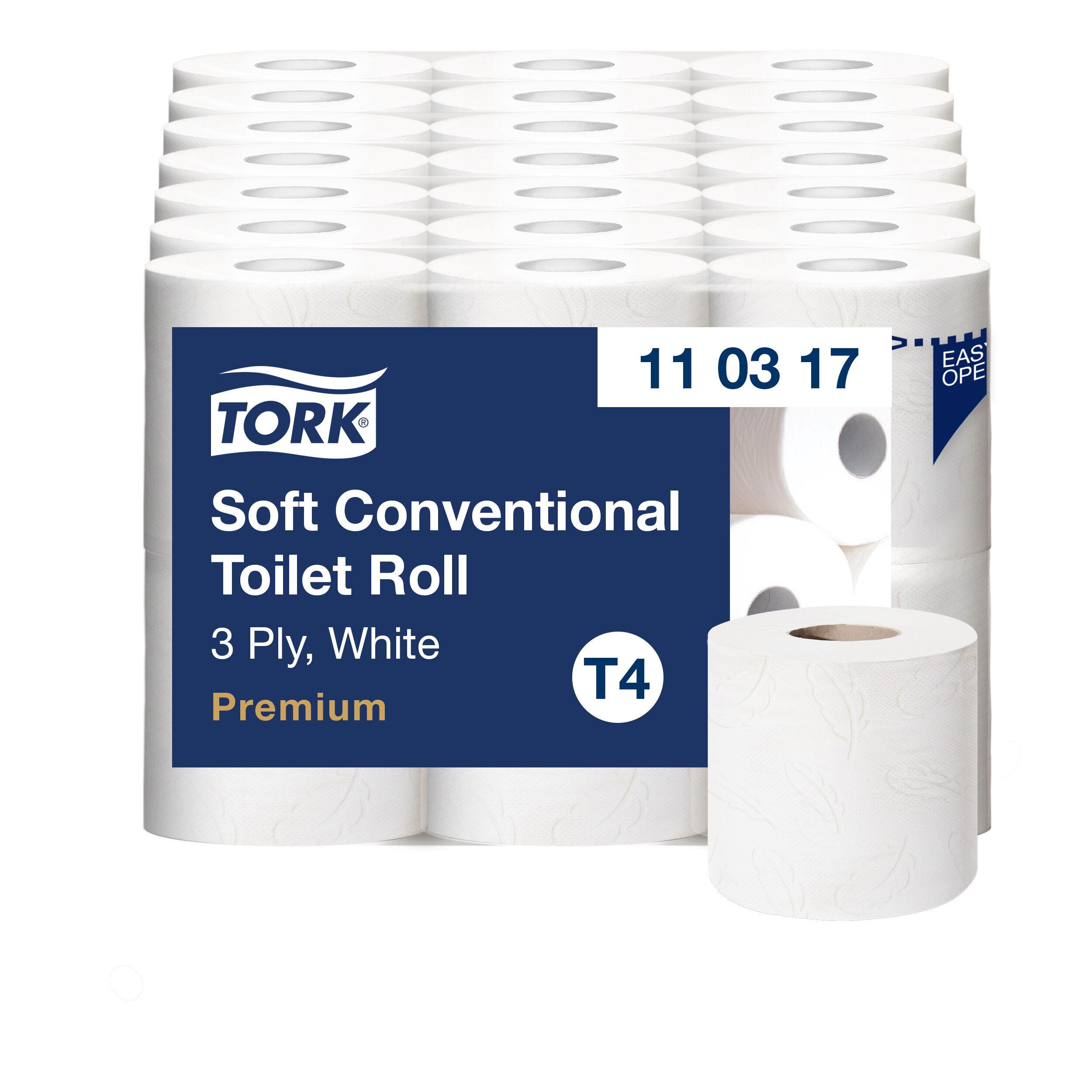 Toiletpapir, Udvendig oprulning, 3 lag, 42 ruller, Tork Premium Soft T4