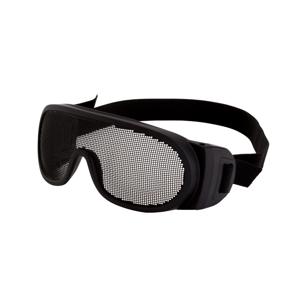 Wire Mesh Over the Glass Safety Eyewear - Black Frame - Wire Mesh Lens - Black Elastic Strap