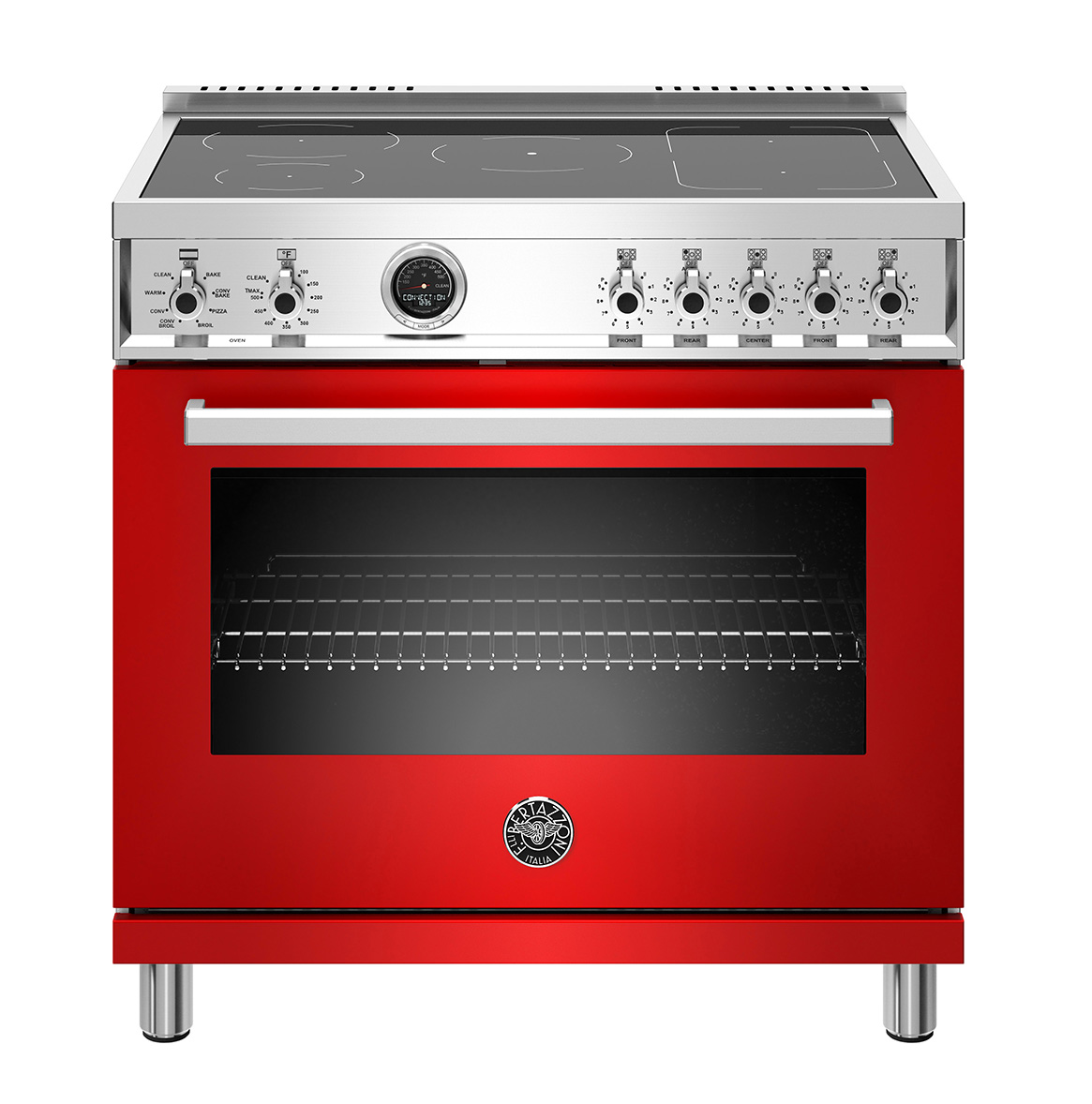 Bertazzoni 36" Professional Series range - Electric self clean oven - 5 induction zones