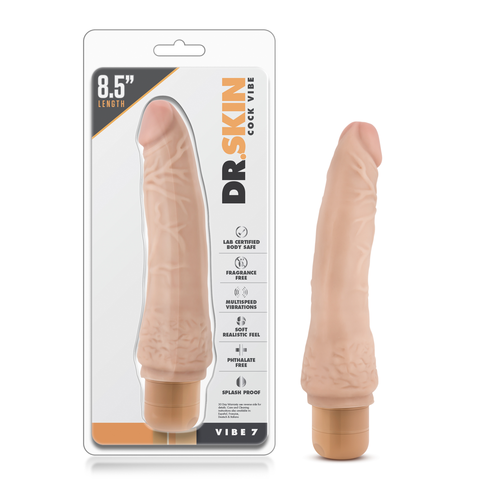 Blush Dr. Skin Cock Vibe 7 Realistic Beige 8.5-Inch Long Vibrating Dildo