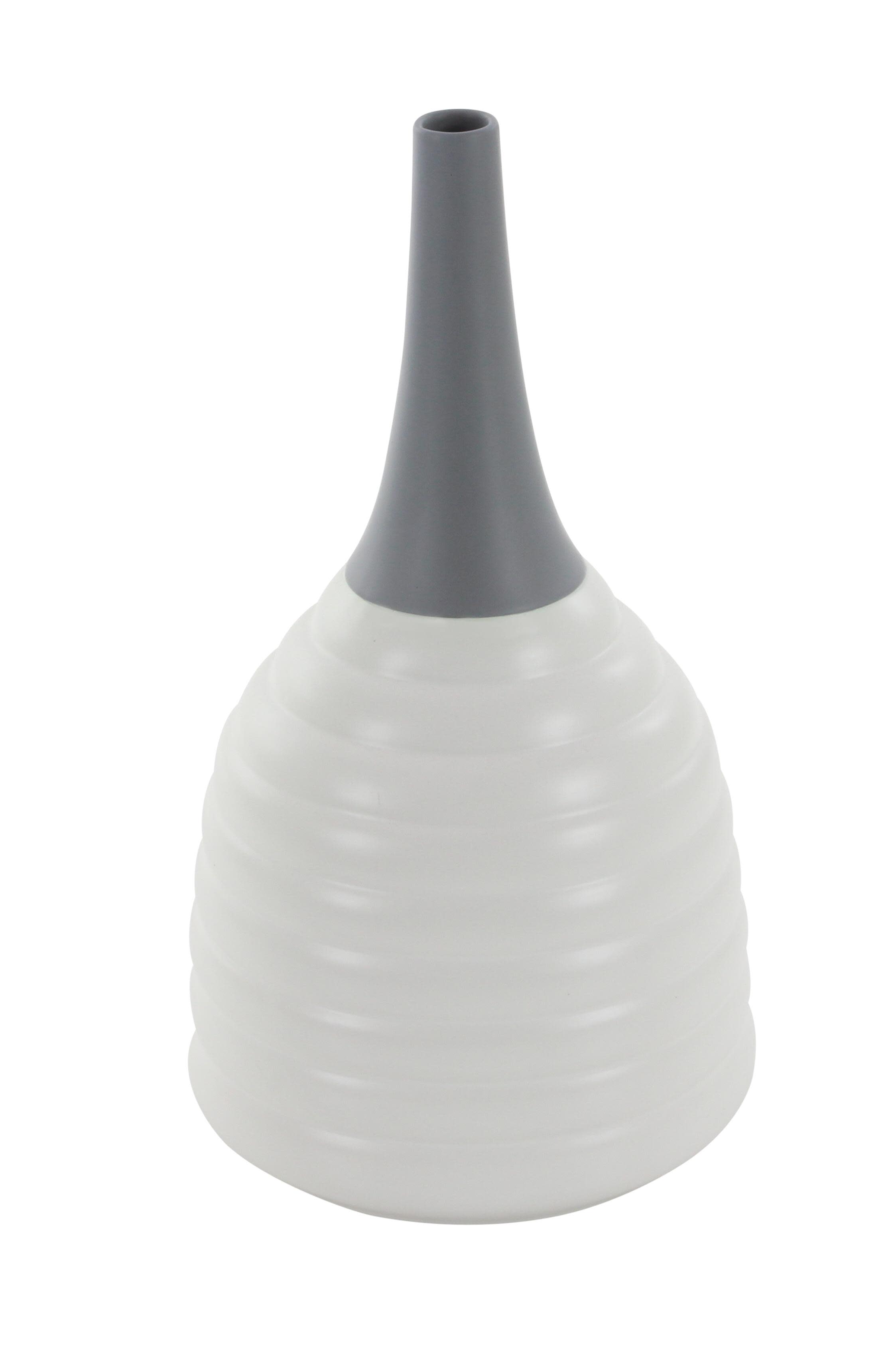 White Ceramic Contemporary Vase, 19" x 10" x 10"