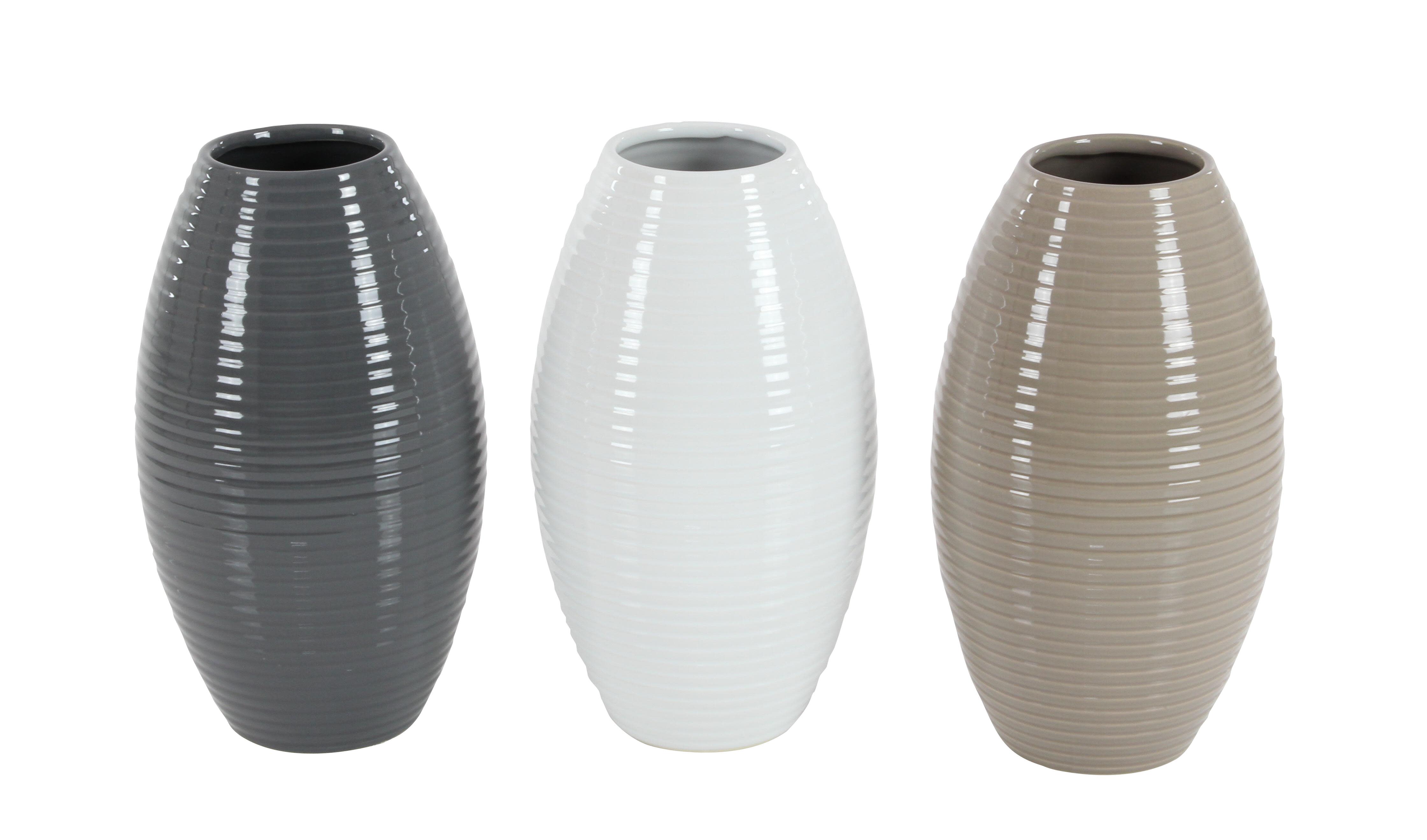 Multi Ceramic Contemporary Vase, Set of 3 14" x 8" x 8"