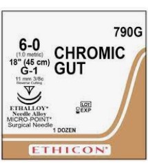 Chromic Gut Sutures, 6-0 ,G-1 ,18", 12/Box