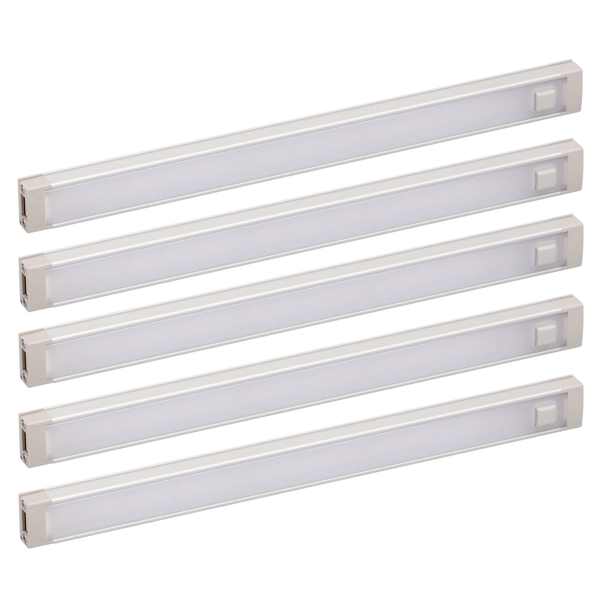 Profile of 9 inch bars in 5 bar L E D under cabinet lighting kit