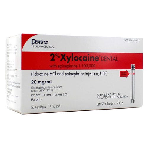 Xylocaine® 2% w/Epi 1:100,000 1.7ml Dental Cartridge - 50/Box