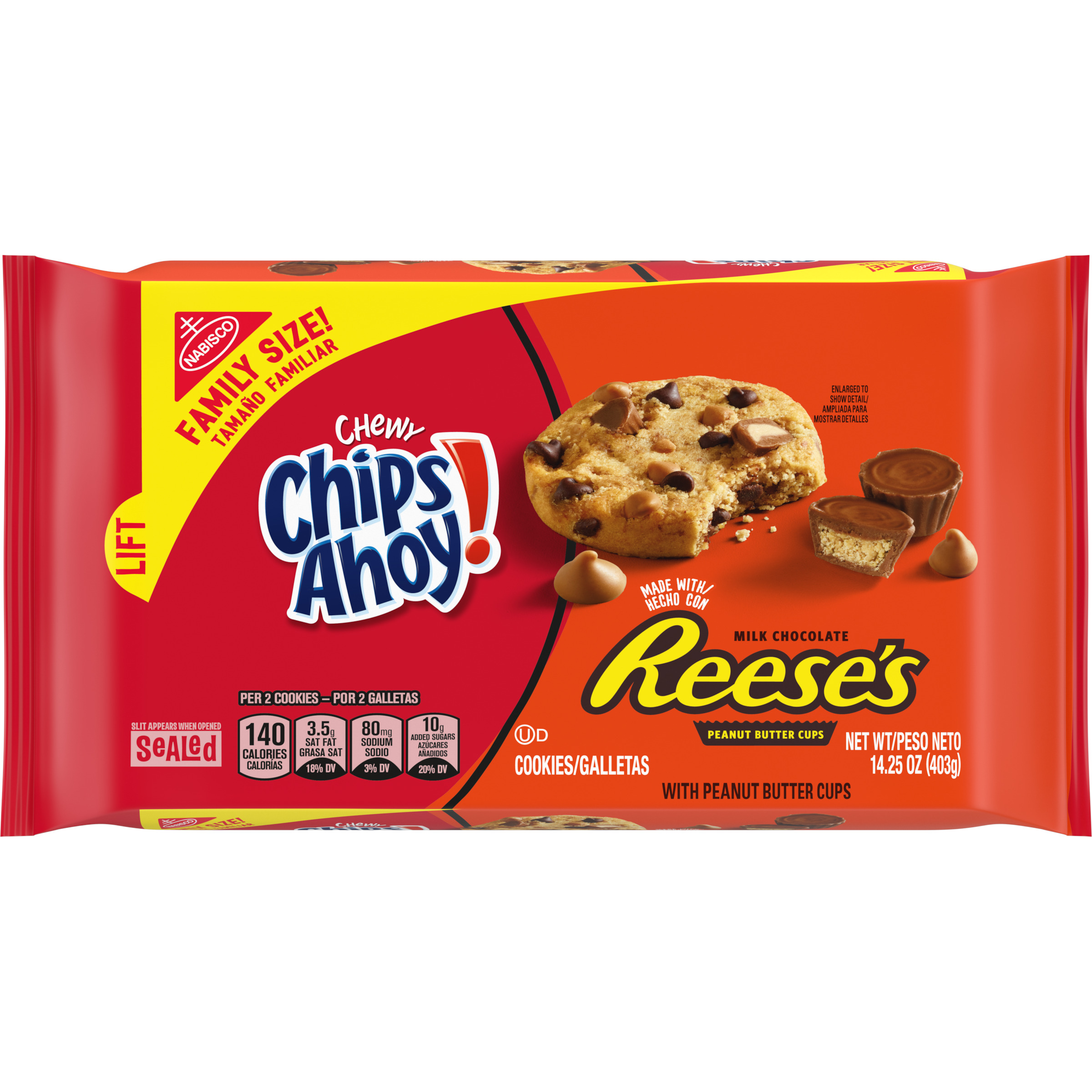 CHIPS AHOY! Chewy Chocolate Chip Cookies with Reese's Peanut Butter Cups, Family Size, 14.25 oz-3