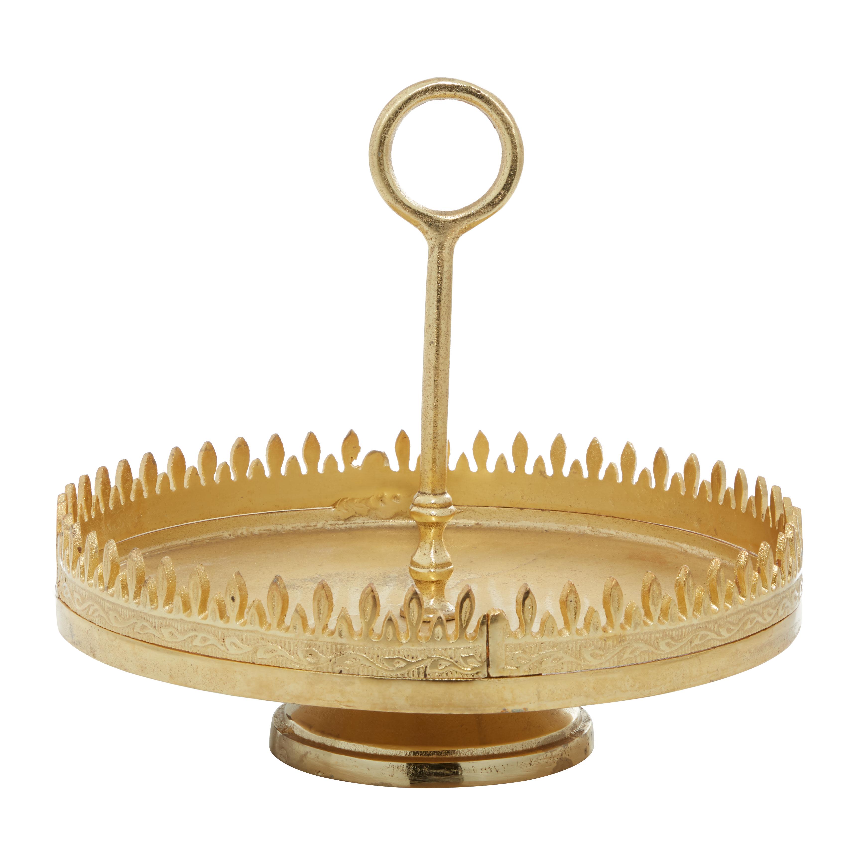 (4 Pieces) Gold Aluminum Metal  Cake Stand, 13\" x 13\" x 12\"