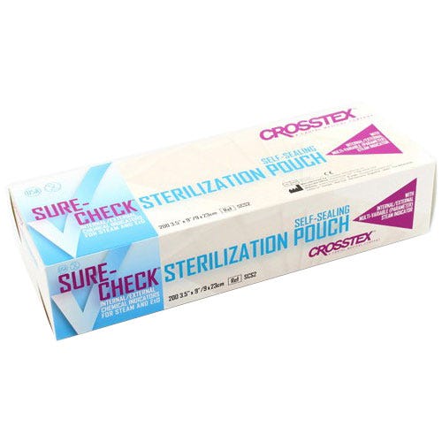 Sure-Check® Sterilization Pouches, Self-Sealing, 3.5" x 9", Clear Film - 200/Box