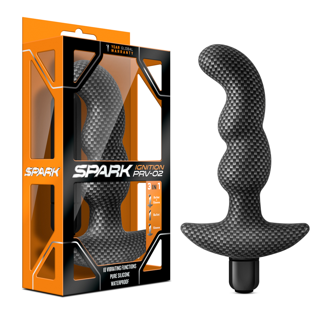 Blush Spark Ignition PRV-02 G-Spot Carbon Fiber 6-Inch Vibrating Anal Plug With Handle