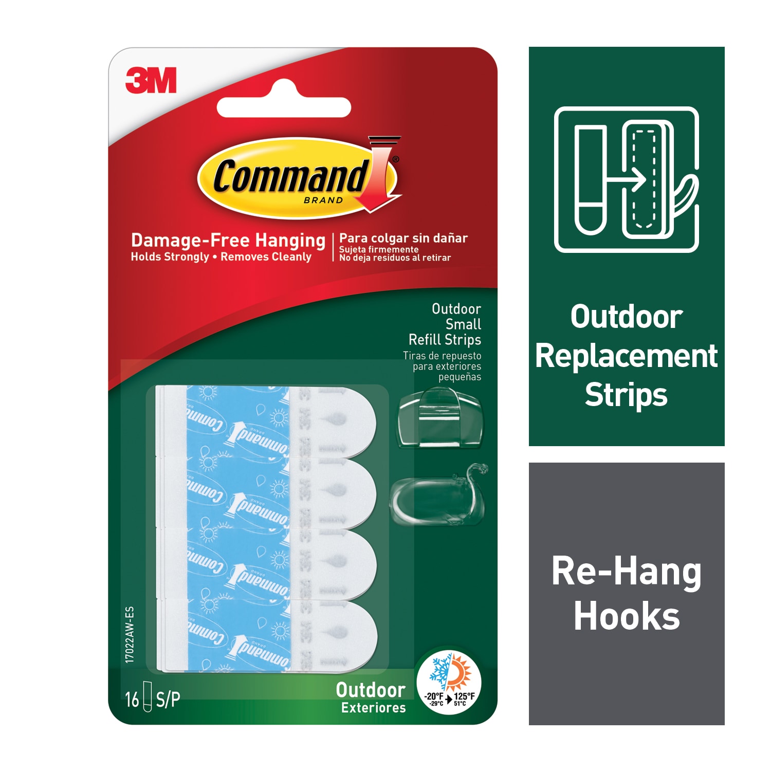 SKU 7010300563 | Command™ Outdoor Small Refill Strips 17022AW-ES