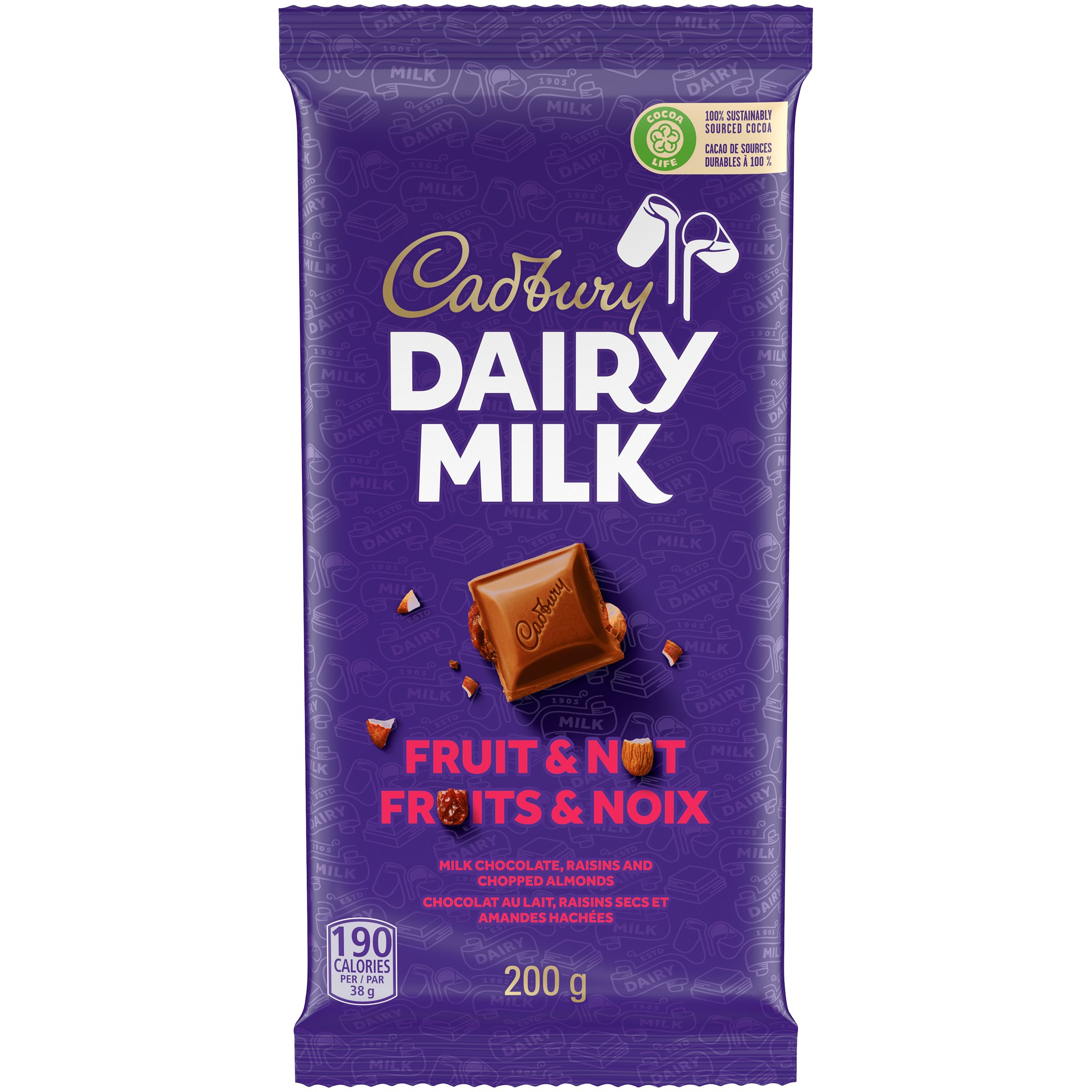 Cadbury Dairy Milk Fruit And Nut Chocolate Bar 200 G