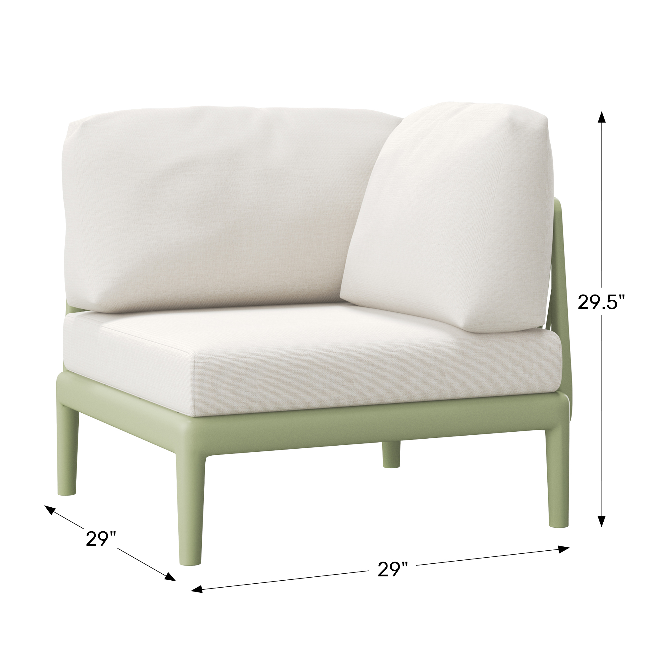 Modern Outdoor Polypropylene Resin Deep Seating Sectional Corner Chair WWT Spec Image