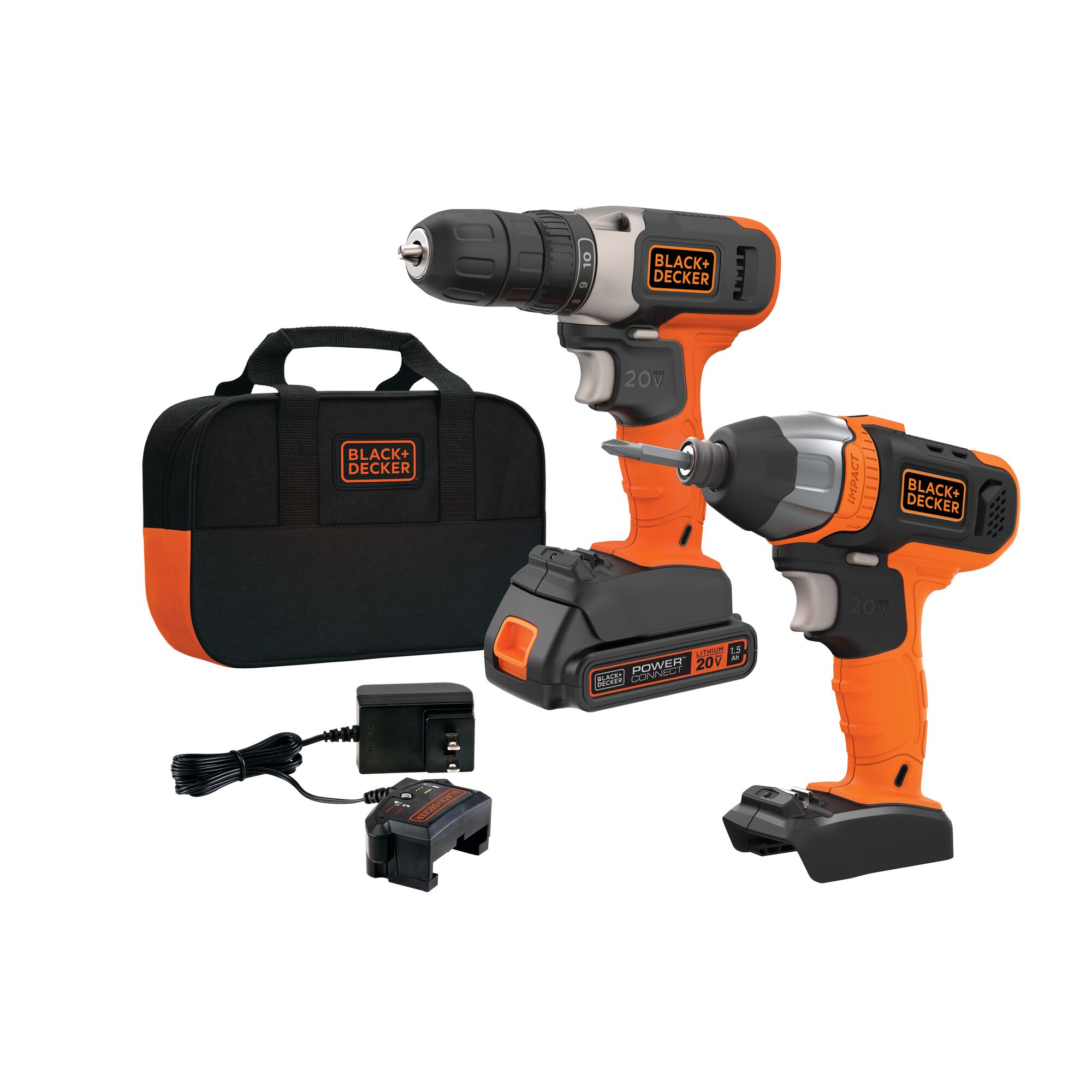 Lithium ion drill and driver plus impact combo kit.