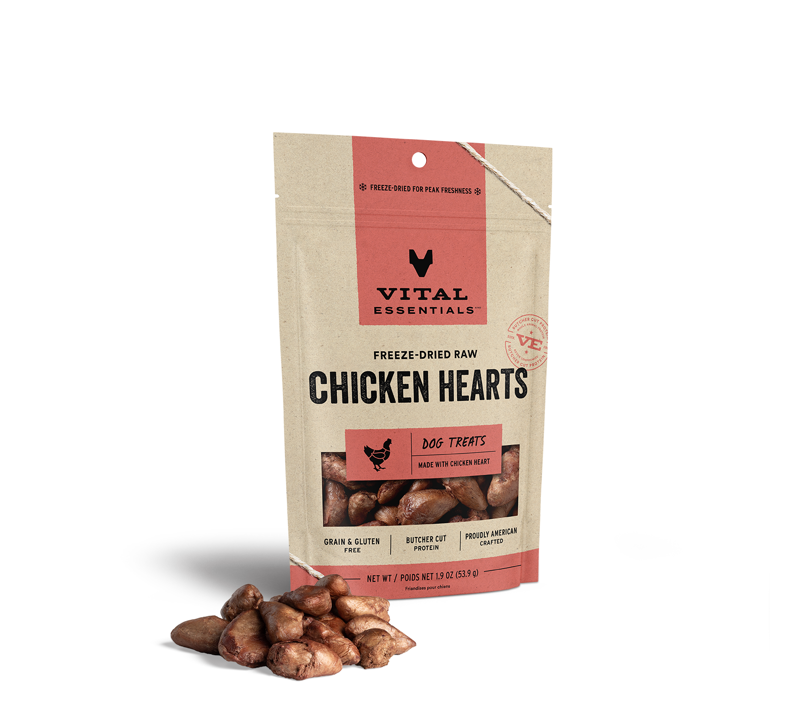 Vital Essentials Freeze-Dried Chicken Hearts Dog Treats, 1.9 oz - Treats