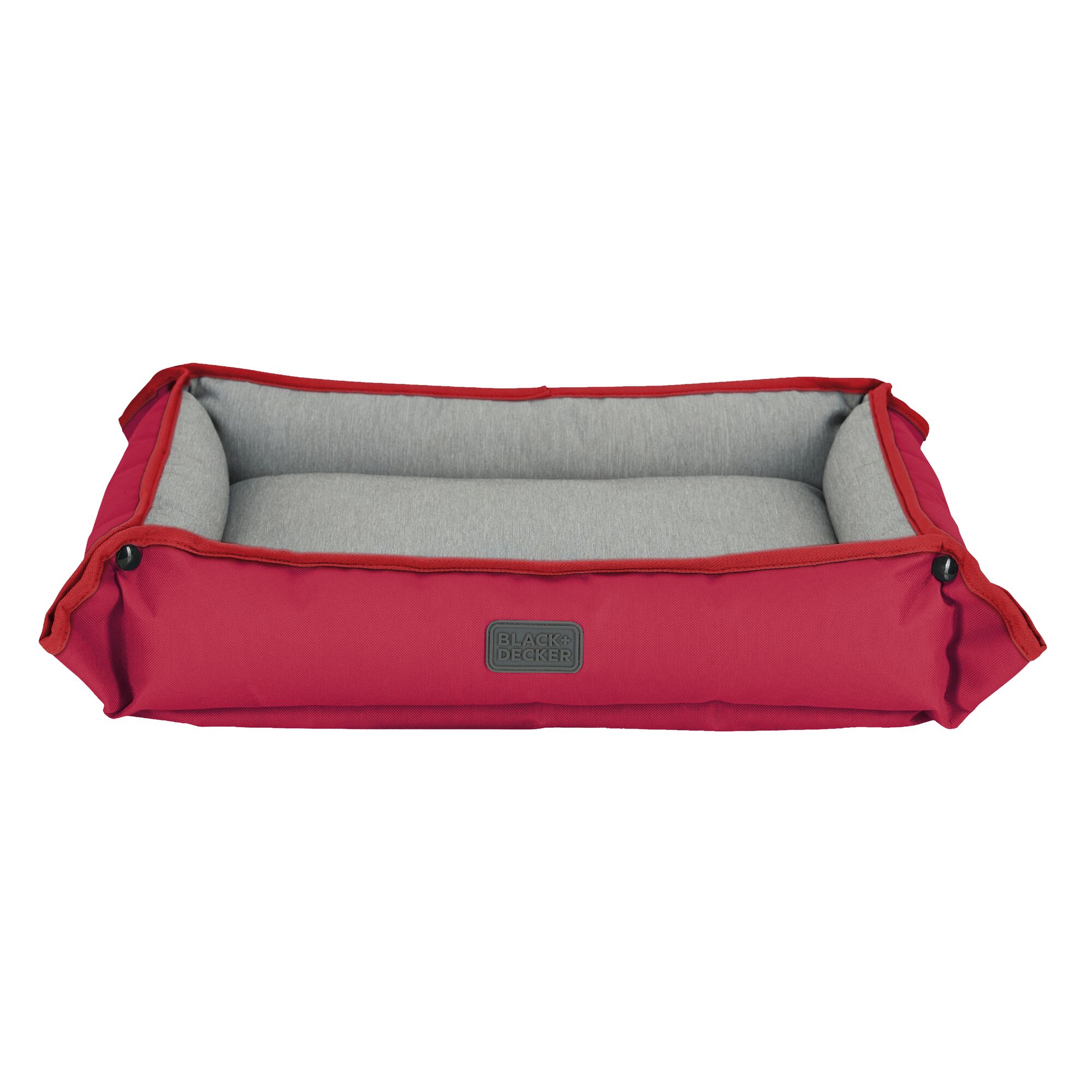 Front view of Red Black and Decker Medium Dog Four Way Snap Pet Bed