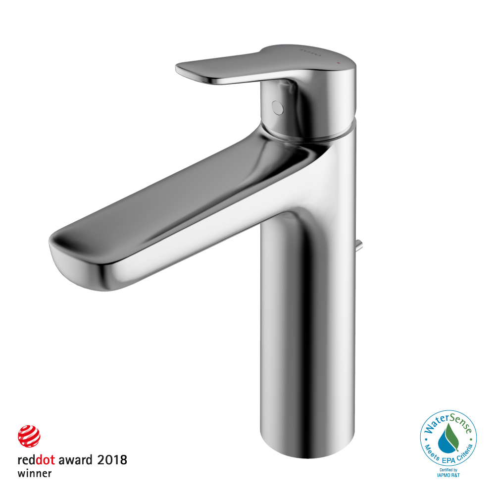 TOTO GS Series 1.2 GPM Single Handle Bathroom Faucet for Semi-Vessel Sink with COMFORT GLIDE Technology and Drain Assembly, Polished Chrome, Brass, TLG03303U#CP