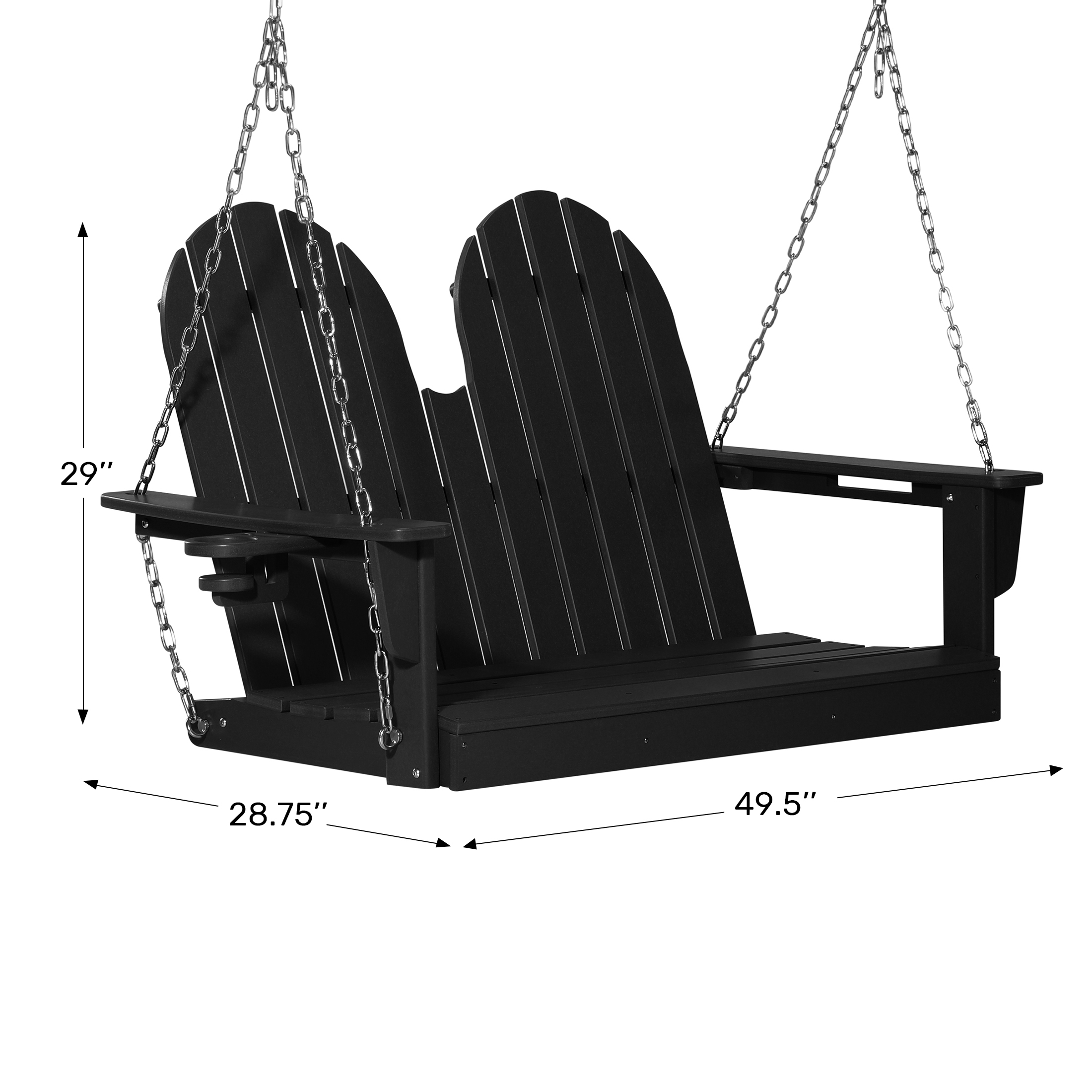 4ft Outdoor HDPE Poly Farmhouse Hanging Porch Swing With Cup HoldersWWT Spec Image