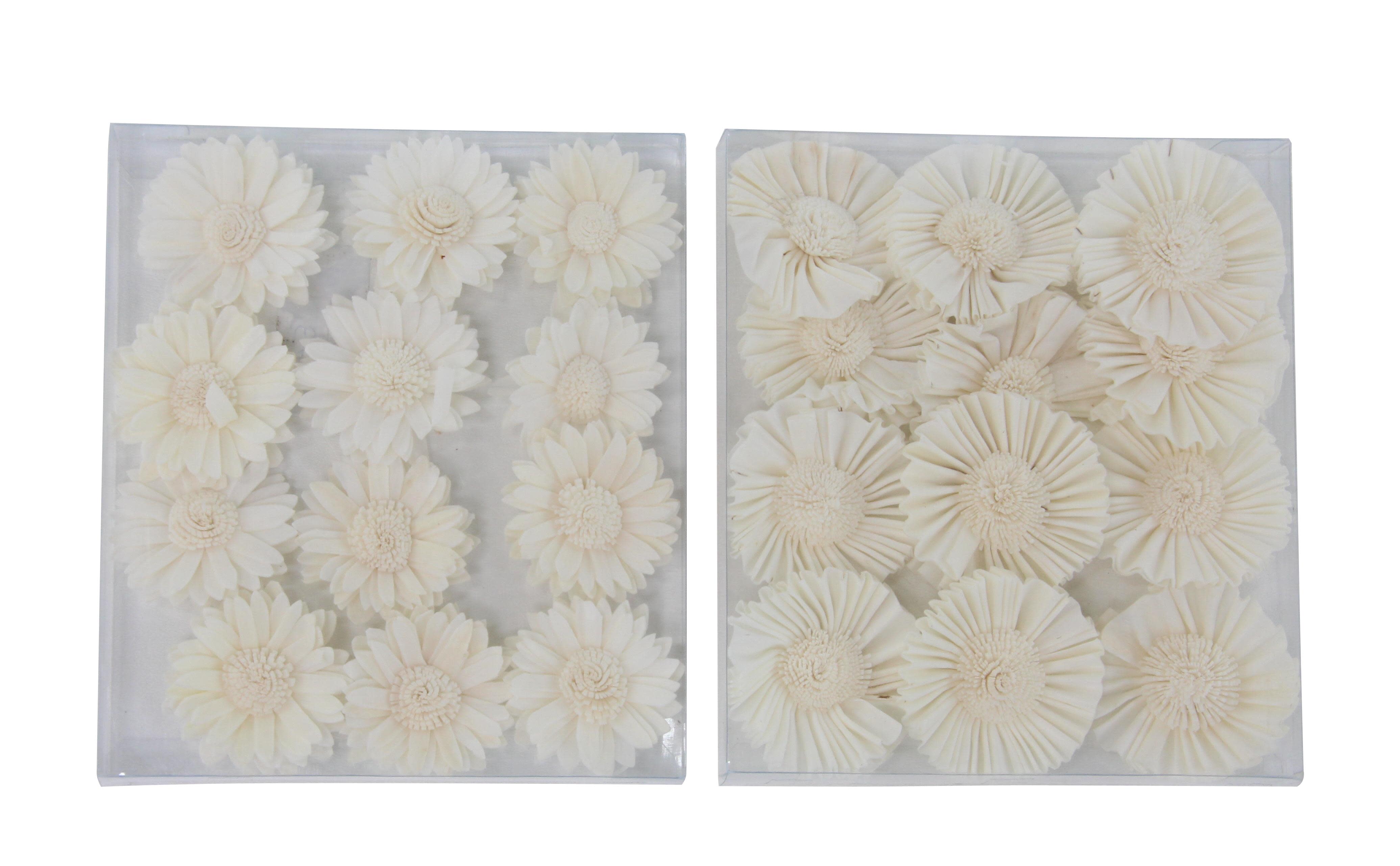 white dried plant  handmade orbs & vase filler, 2 assorted 6"w, 7"h