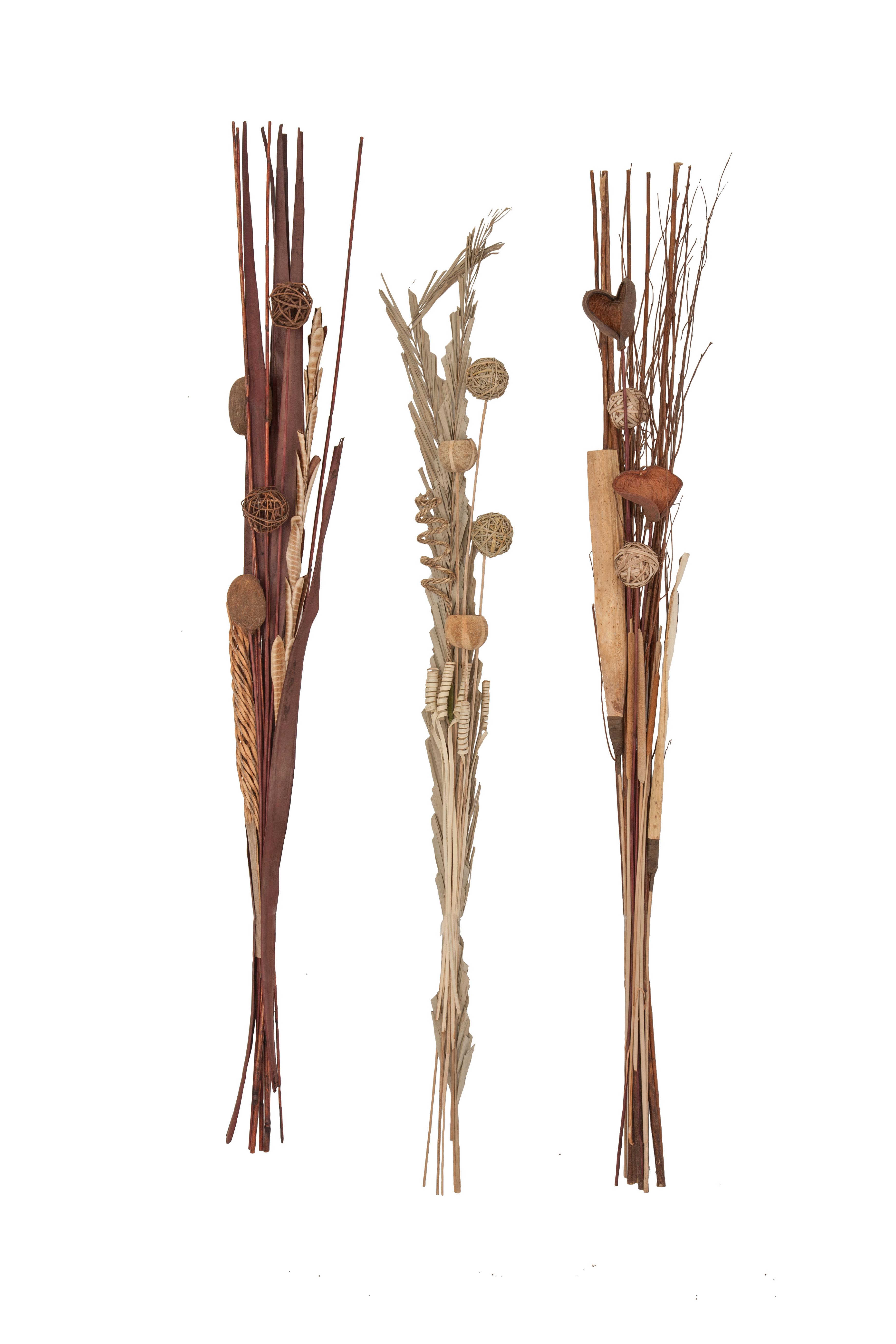 Brown Dried Plant  Natural Foliage, 3Assorted 4"W, 59"H