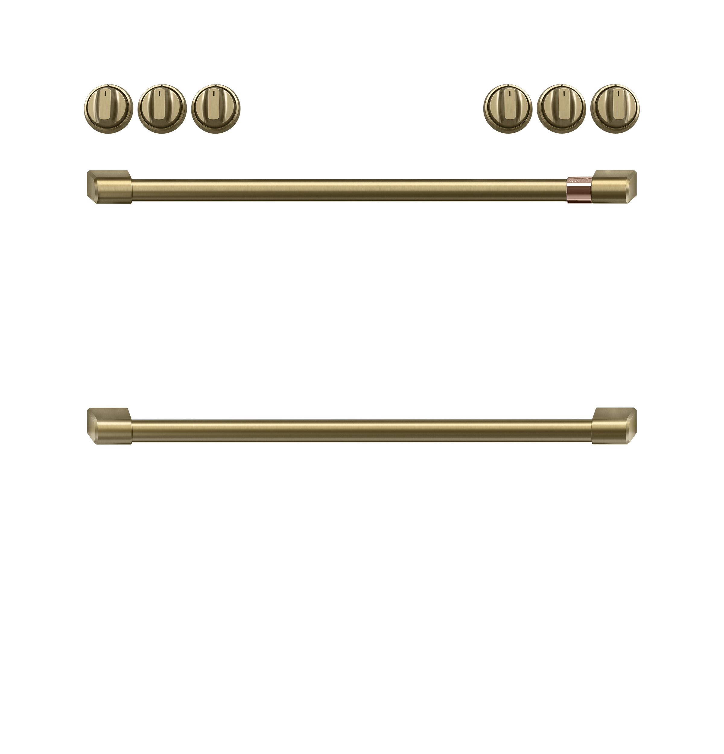 Front Cntrl Gas Knobs,Hndls Brushed Brass — Not Connectable view 2