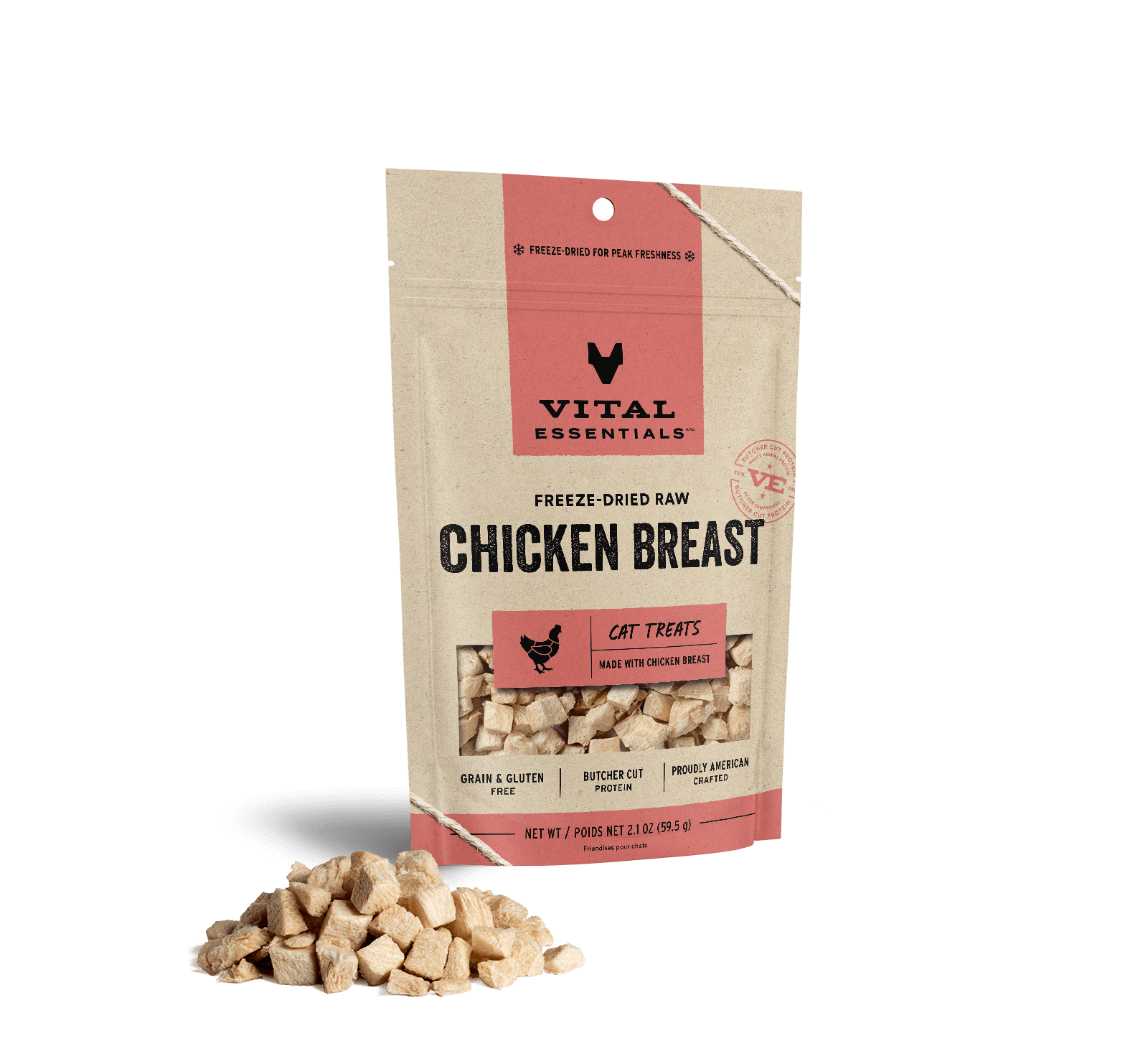 Vital Essentials Freeze-Dried Raw Chicken Breast Cat Treats, 2.1 oz - Health/First Aid