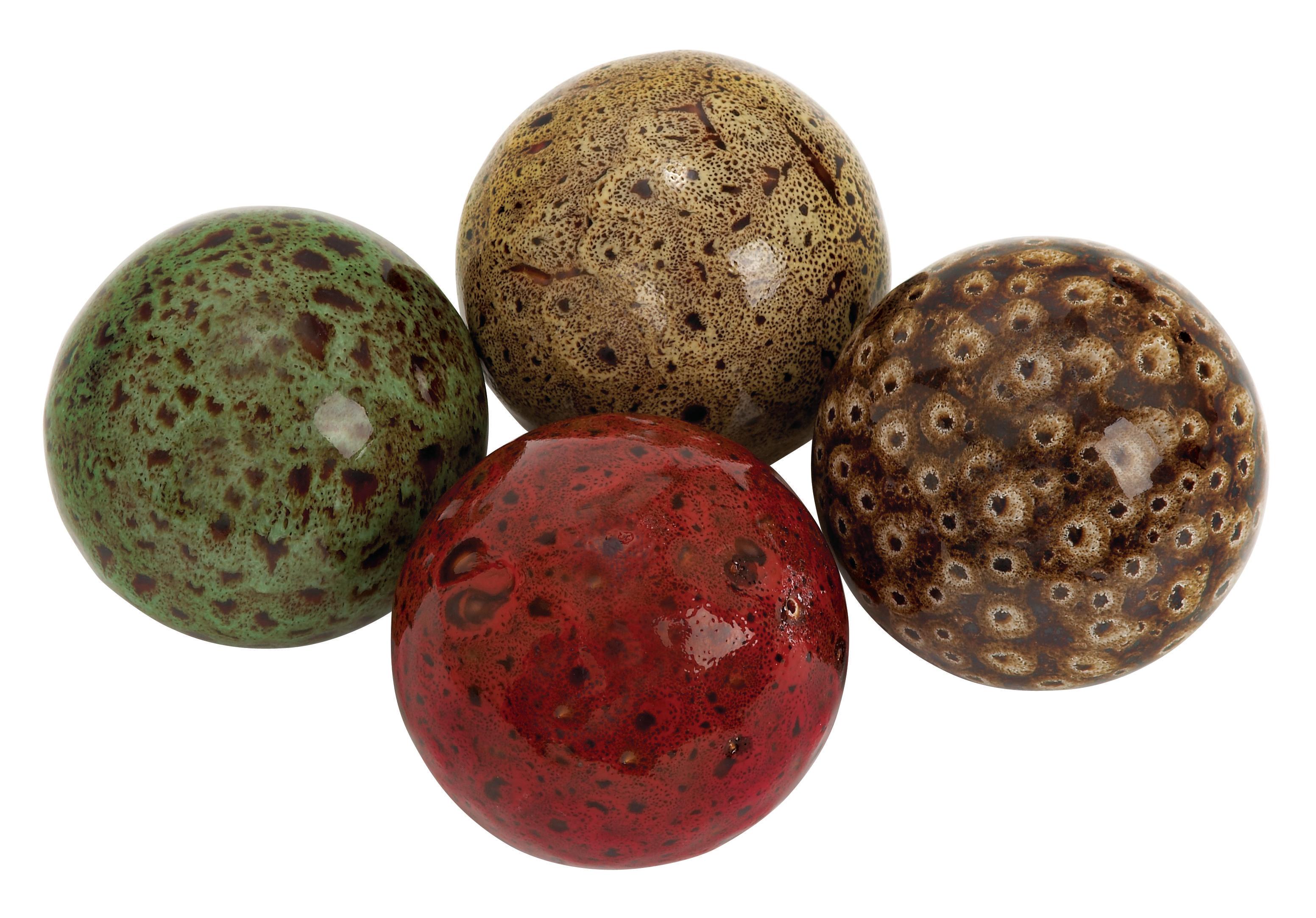 Multi Colored Ceramic  Orbs & Vase Filler, Set of 4 4"D