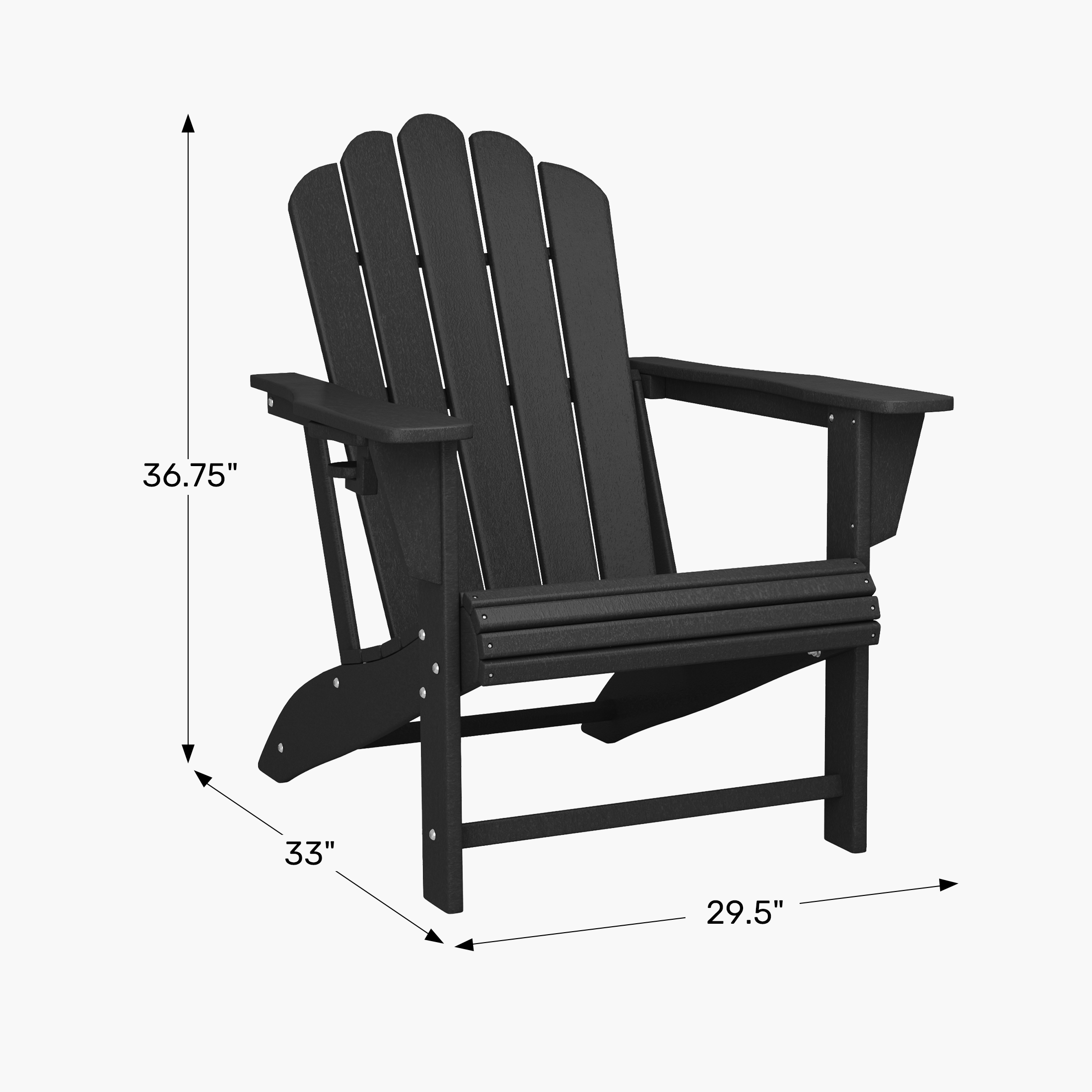 Outdoor Patio HDPE Adirondack Chair With Cup HolderWWT Spec Image