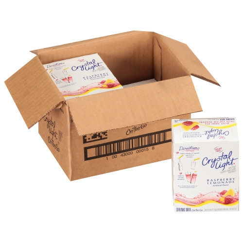  Crystal Light Raspberry Lemonade Drink Mix, 120 ct Casepack, 4 Boxes of 30 On-the-Go Packets 