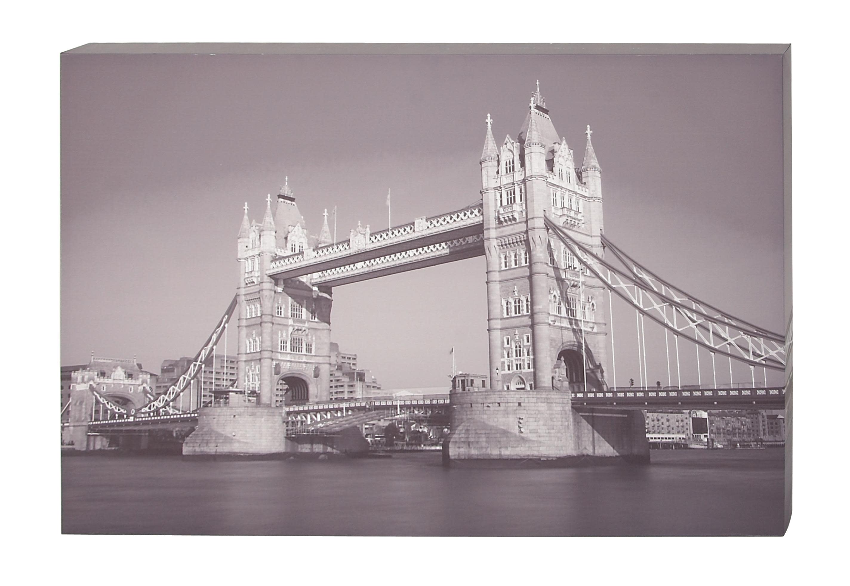 White Wood City Bridge Wall Art, 47" x 3" x 32"