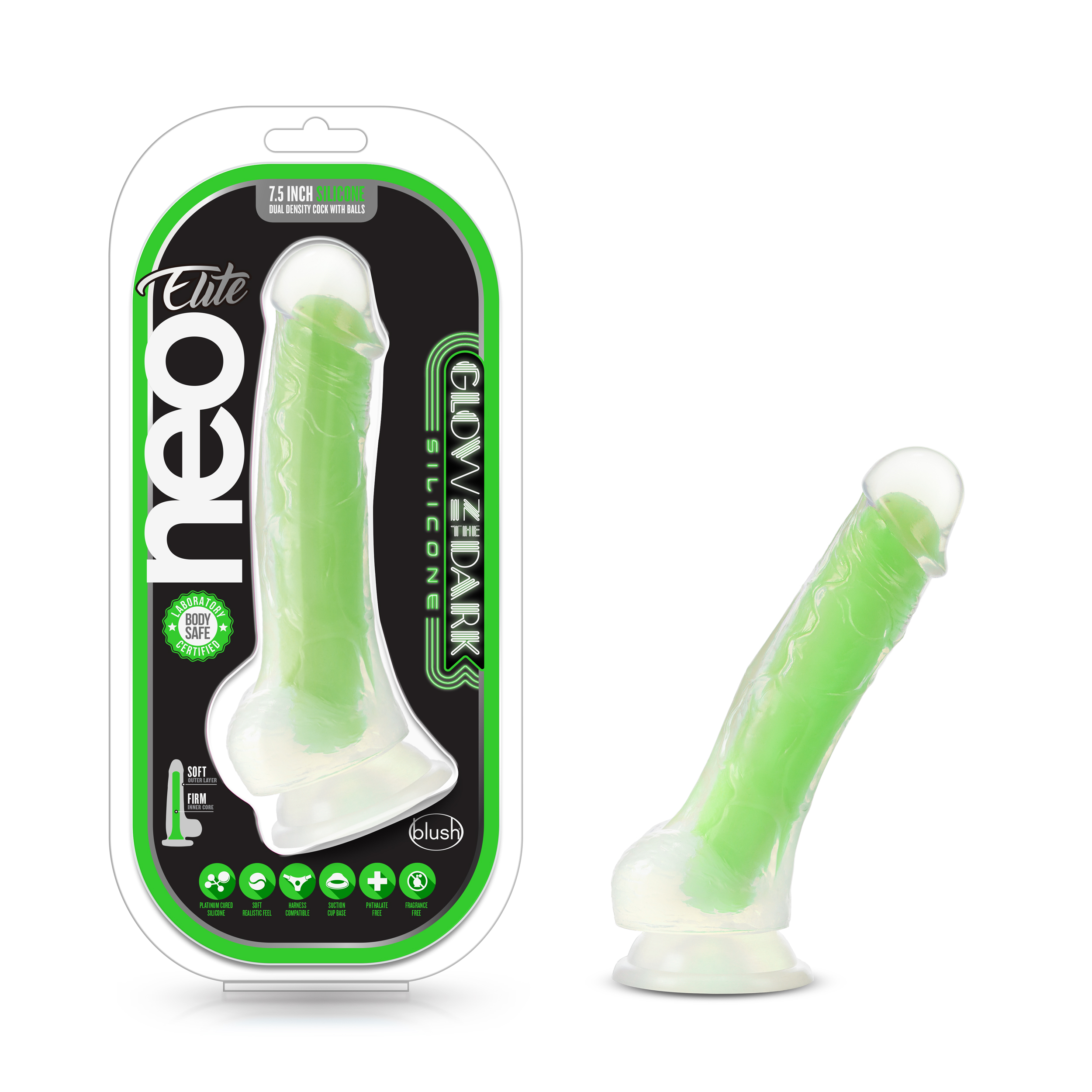 Neo Elite Glow In The Dark 7 5 Inch Silicone Dual
